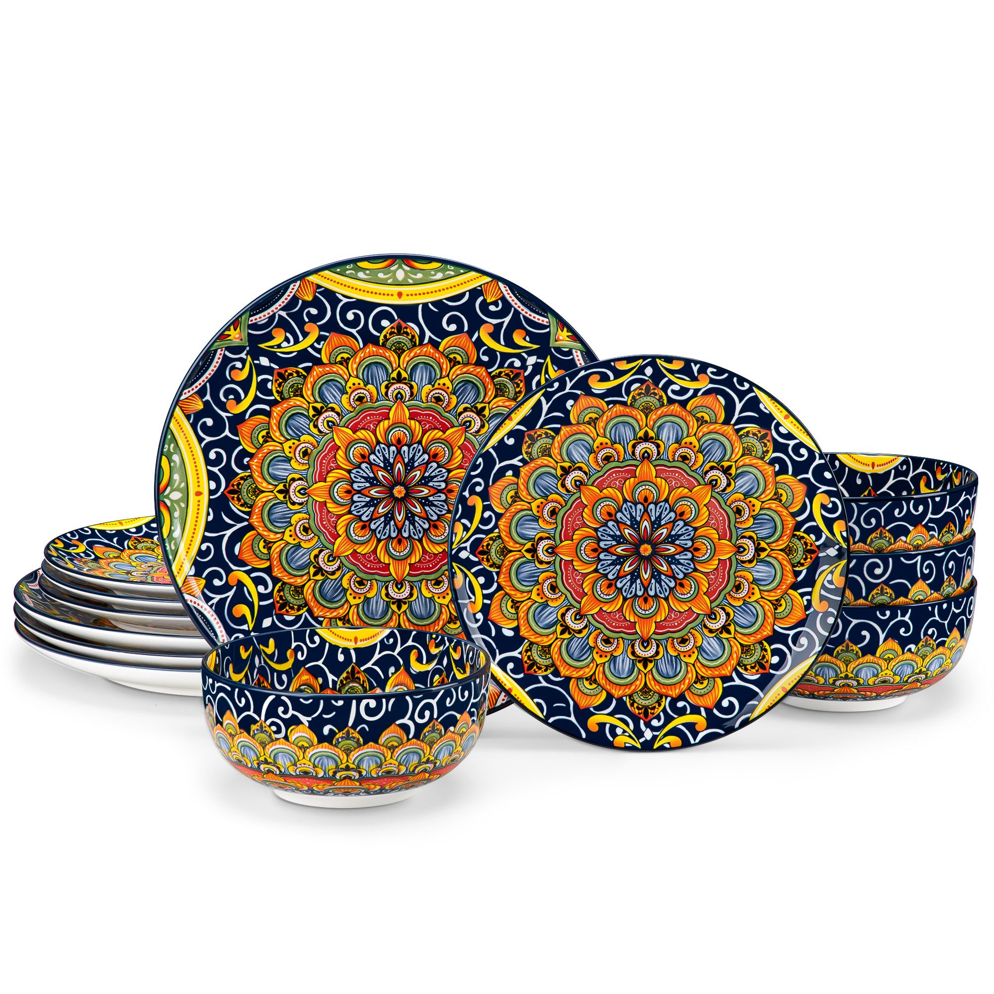 vancasso Geschirr-Set Tafelservice für 4/6 Personen, Porzellan, BOHO-Stil (12-tlg), 4 Personen, Porzellan