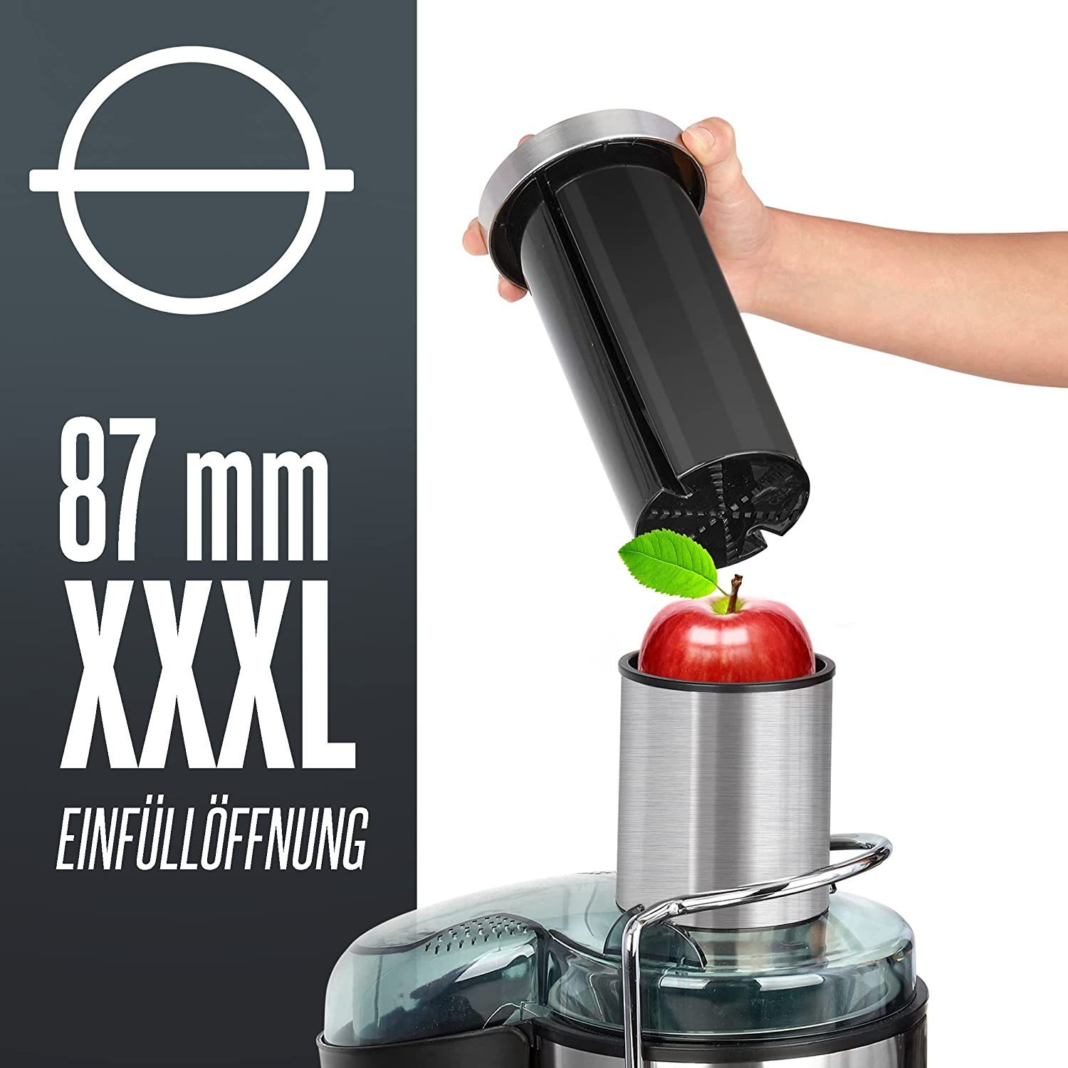 Heinrich´s Entsafter HPJ 8694, 800,00 W, 2L, Saftpresse, Juicer mit Edelstahlsieb mit 1,1 Liter Saftbehälter