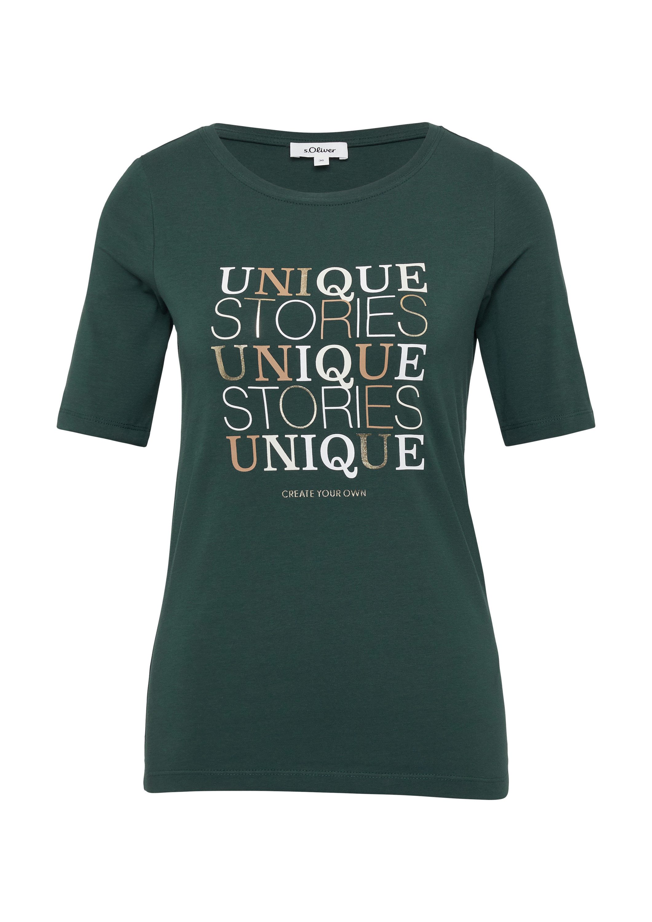 s.Oliver Kurzarmshirt T-Shirt Jersey-Shirt im Slim Fit mit Frontprint günstig online kaufen