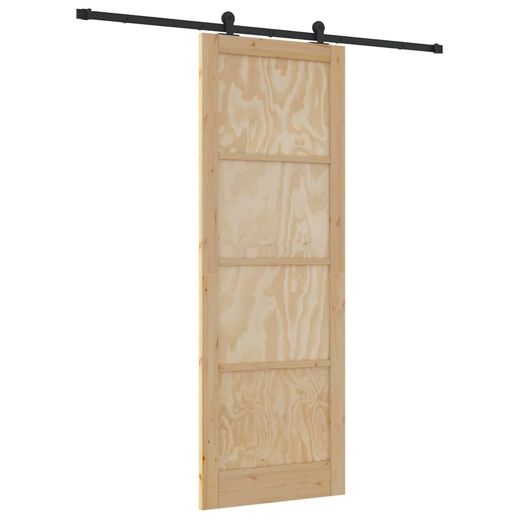 vidaXL Haustür Schiebetür ORKDAL Natur und Schwarz 83 x 232 cm (1-St)