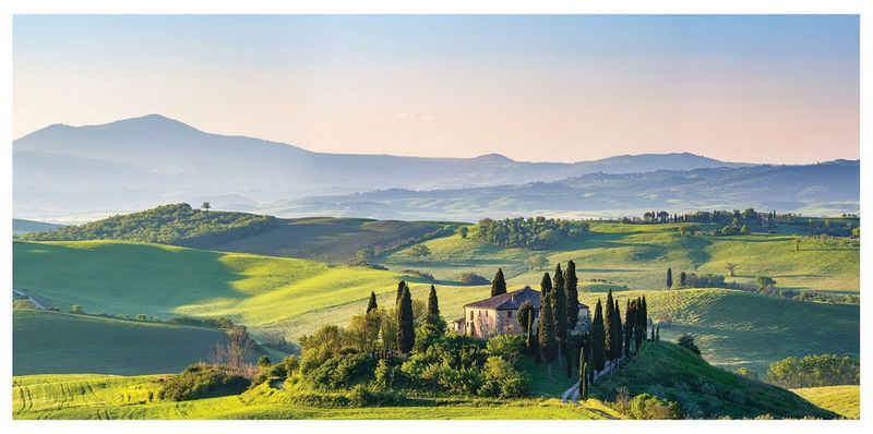 Levandeo® Leinwandbild, Wandbild XXL 115x55cm Leinwand Bild Italien Toskana Landschaft Deko