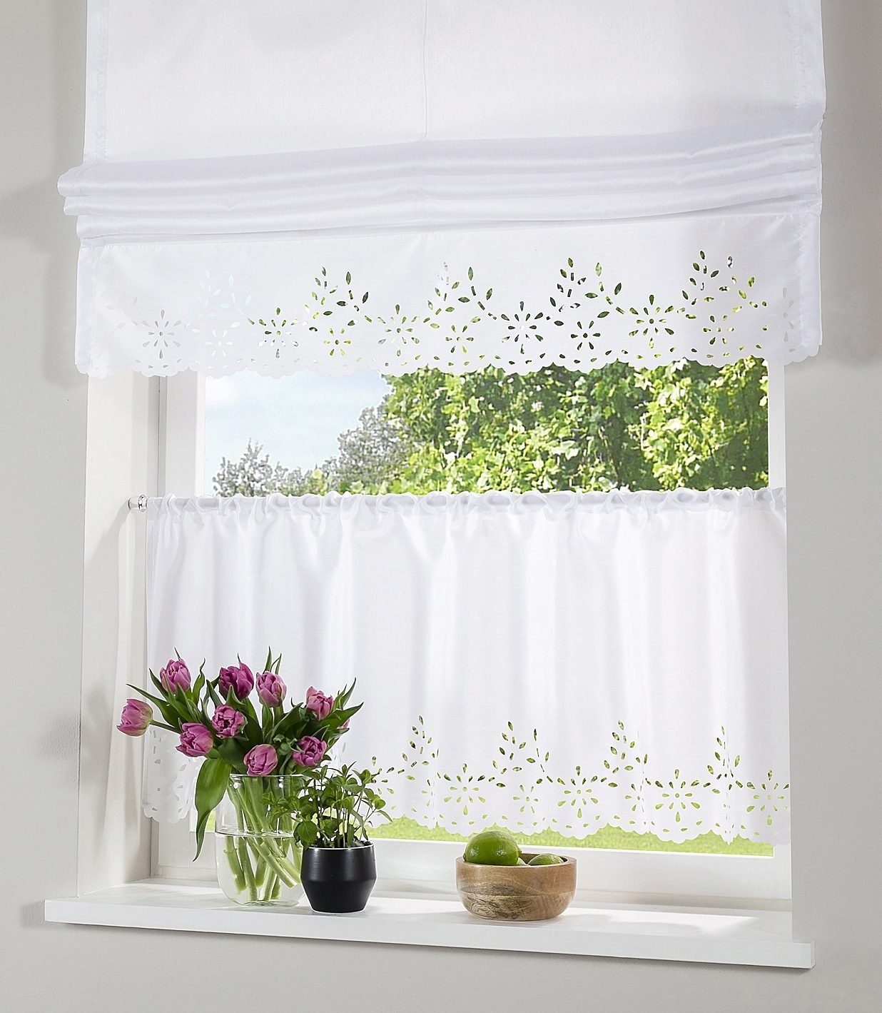 Home affaire Scheibengardine Neapel, Stangendurchzug (1 St), halbtransparent, Taft, halbtransparent, Seiden Optik