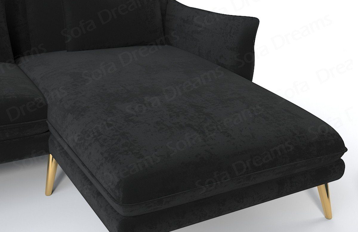 Form Sofa Stoffsofa, Sofa L Polster Fuerteventura Dreams kurz Loungesofa Samt schwarz95-gold Stoff Ecksofa