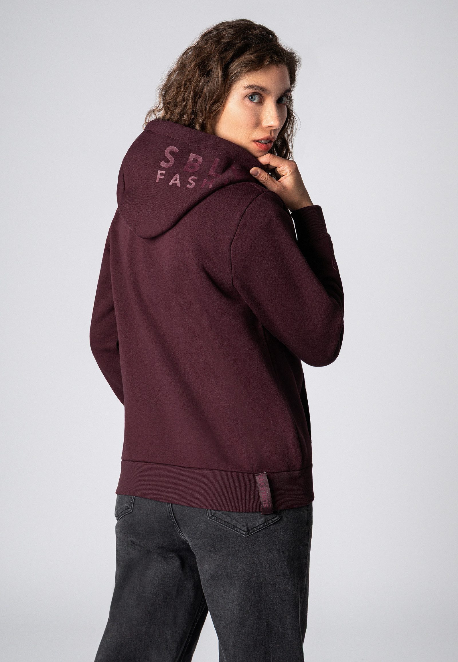 SUBLEVEL Kapuzenpullover Damen Hoodie mit auffälligen Prints auf Ärmel und Sweater, Kapuzensweatshirt mit Kängurutasche, mit Kapuze