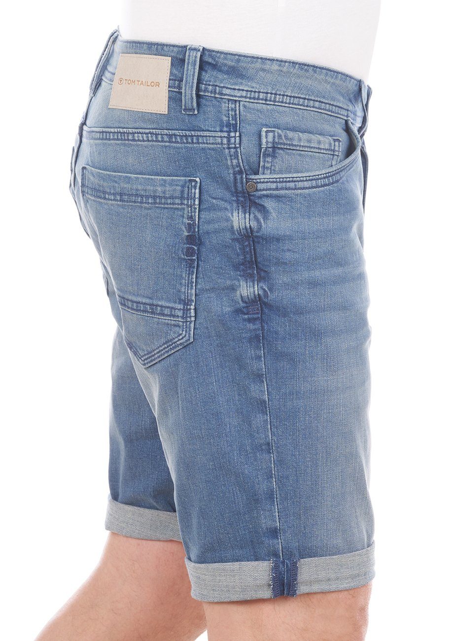 Josh Jeansshorts Denim TOM Blue Fit Stone mit Light Regular Herren TAILOR (10142) Stretch Bermudashorts Shorts Slim