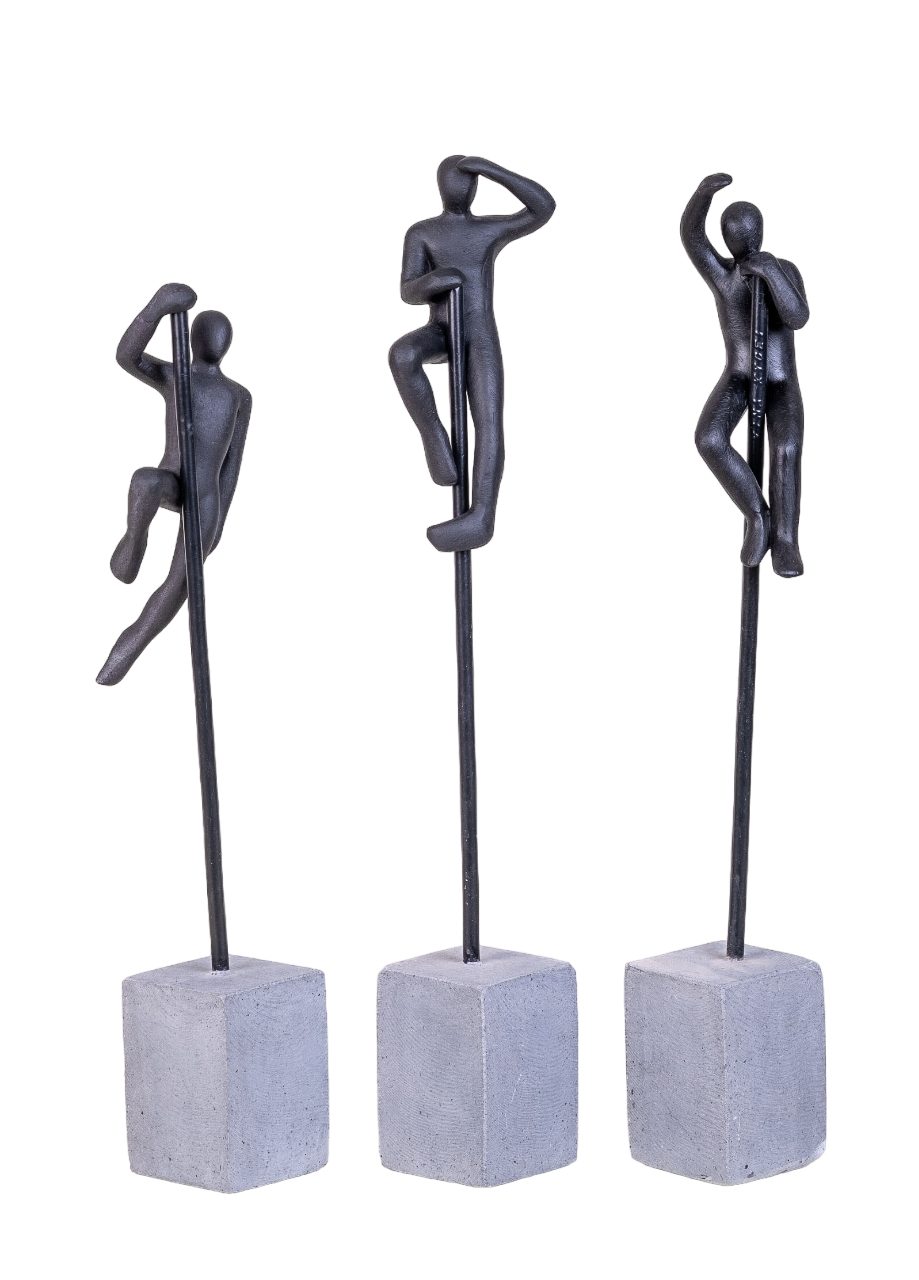 IDYL Dekofigur IDYL Moderne Sandsteinguss SET "Looking Waving Hanging Man", Moderne Фигурки grau.
