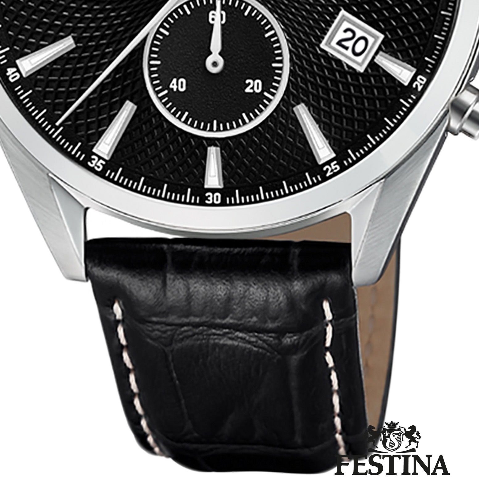 Festina Quarzuhr Festina Herren Uhr F6860/8 Sport Leder, Herren Armbanduhr  rund, Lederarmband schwarz