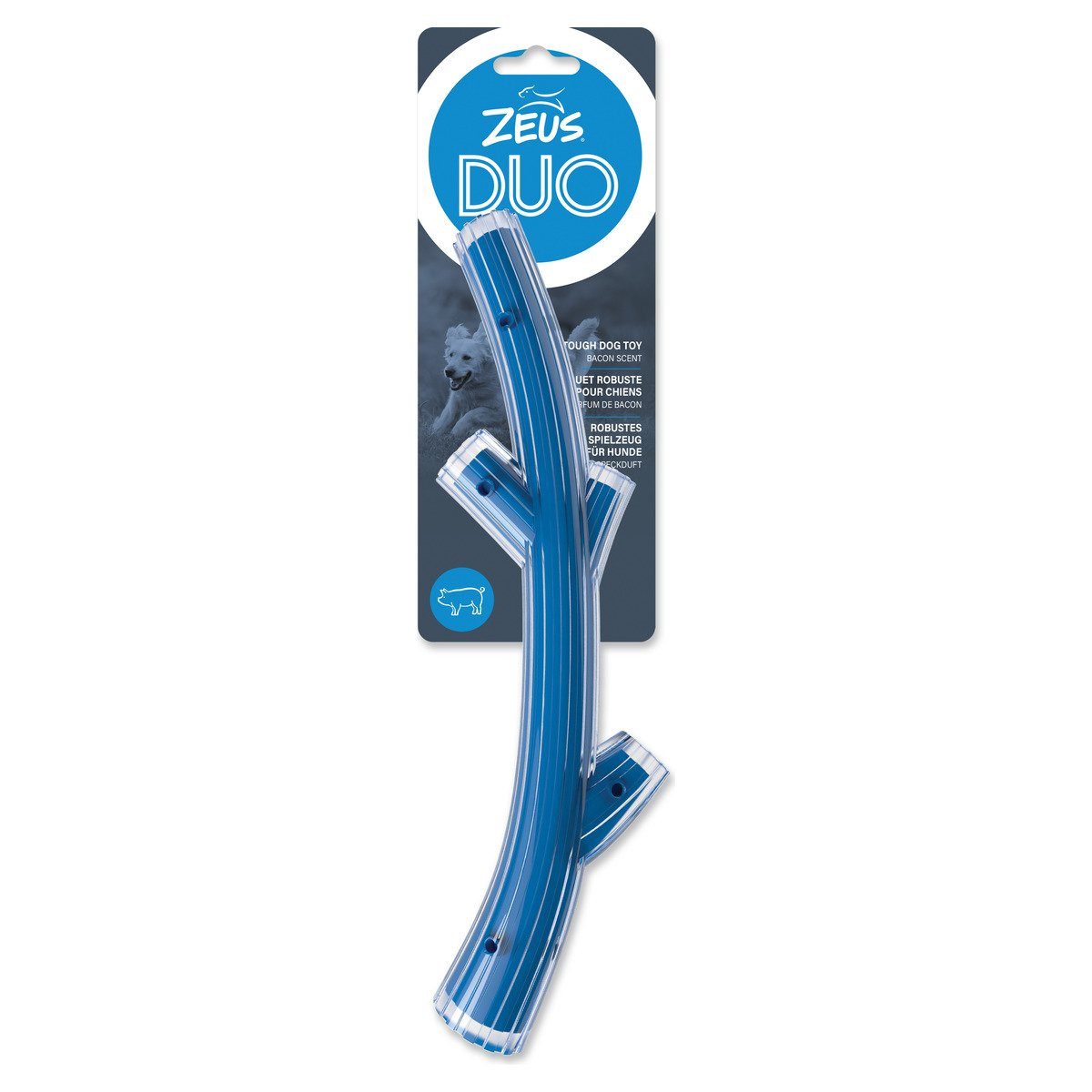 Zeus Spielknochen Duo Stick mit Baconduft blau