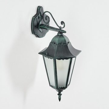 hofstein Außen-Wandleuchte Wandlampe abwärts in antikem Look aus Metall/Glas in Schwarz-Grün, ohne Leuchtmittel, Wandleuchte, Außenleuchte für Terrasse/Veranda, E27