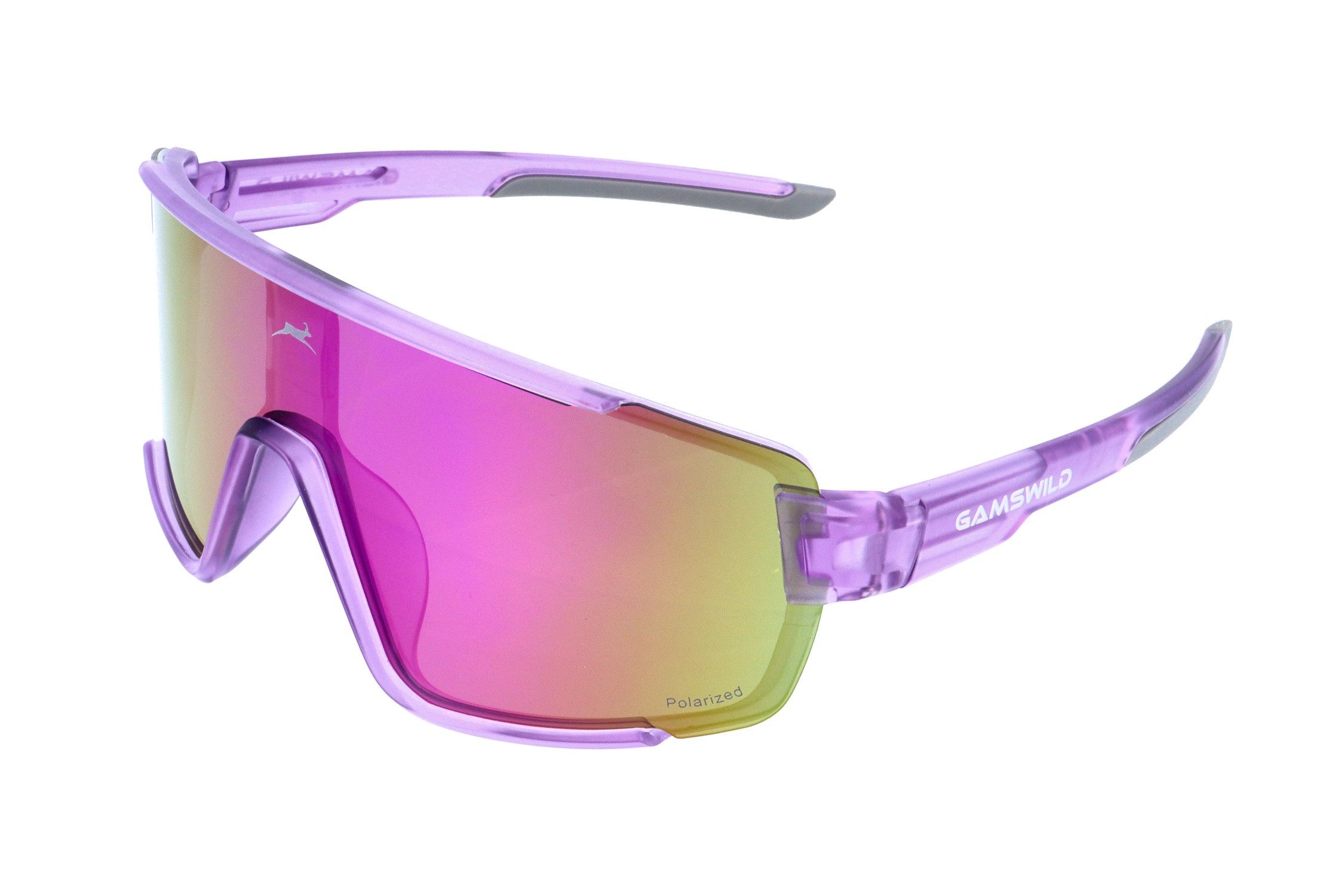 Gamswild Monoscheibensonnenbrille UV400 Sonnenbrille Skibrille Fahrradbrille eng anliegend Sportbrille WS8044 Damen, Herren in rosa, lila, grün