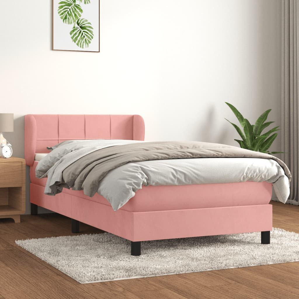 vidaXL Boxspringbett, Boxspringbett mit Matratze Rosa 100x200 cm Samt günstig online kaufen