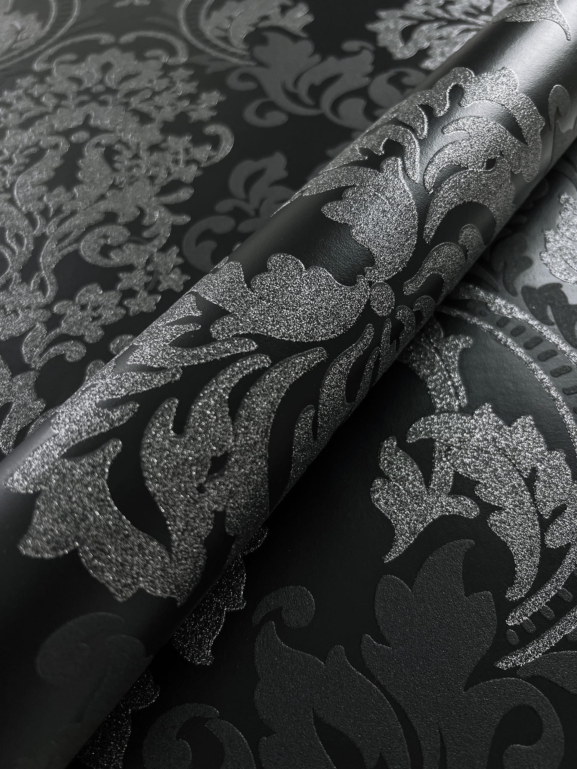 Newroom Vliestapete Muster Tapete Wohnzimmer Glänzend,Ornament, Schwarz Bar günstig online kaufen