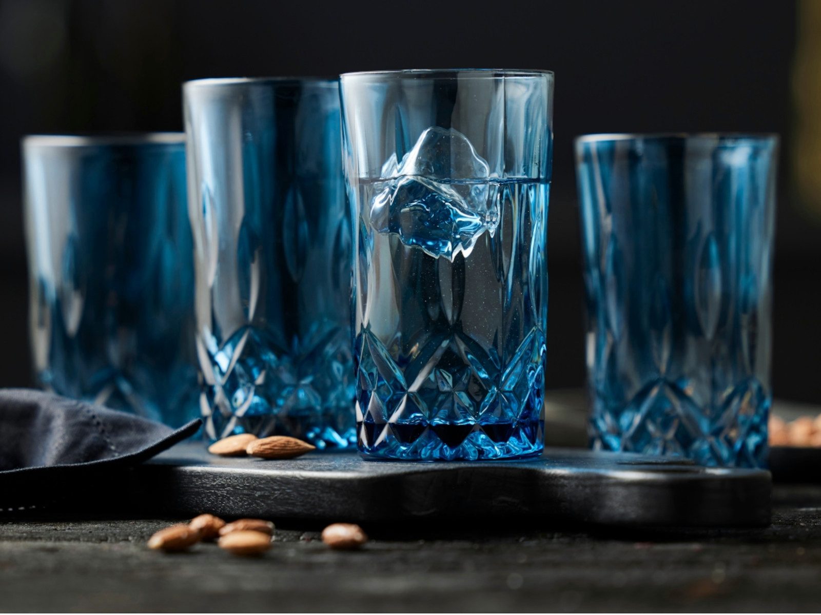 LYNGBY-GLAS Gläser-Set Highball Sorrento Longdrinkglas blau 380ml Set4, Glas, Highball Sorrento 38 cl 4 Stck. Blau