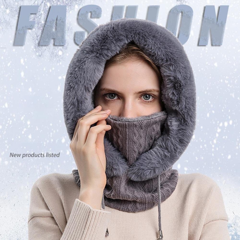 XDeer Mütze & Schal Wintermützen,Strickmützen,Warme Kapuzen Schal,Mütze Schal Mütze Damen Winter,Sturmhauben Winddichte Vollgesichtsmaske