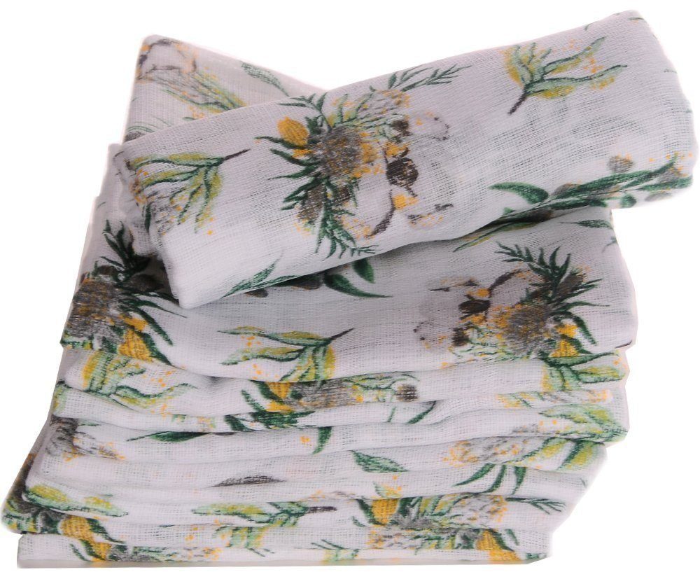 La Bortini Stoffwindeln Spucktücher Baby Stoffwindeln Mullwindeln 10er mit Tieren unisex, aus reiner Baumwolle, große Packung