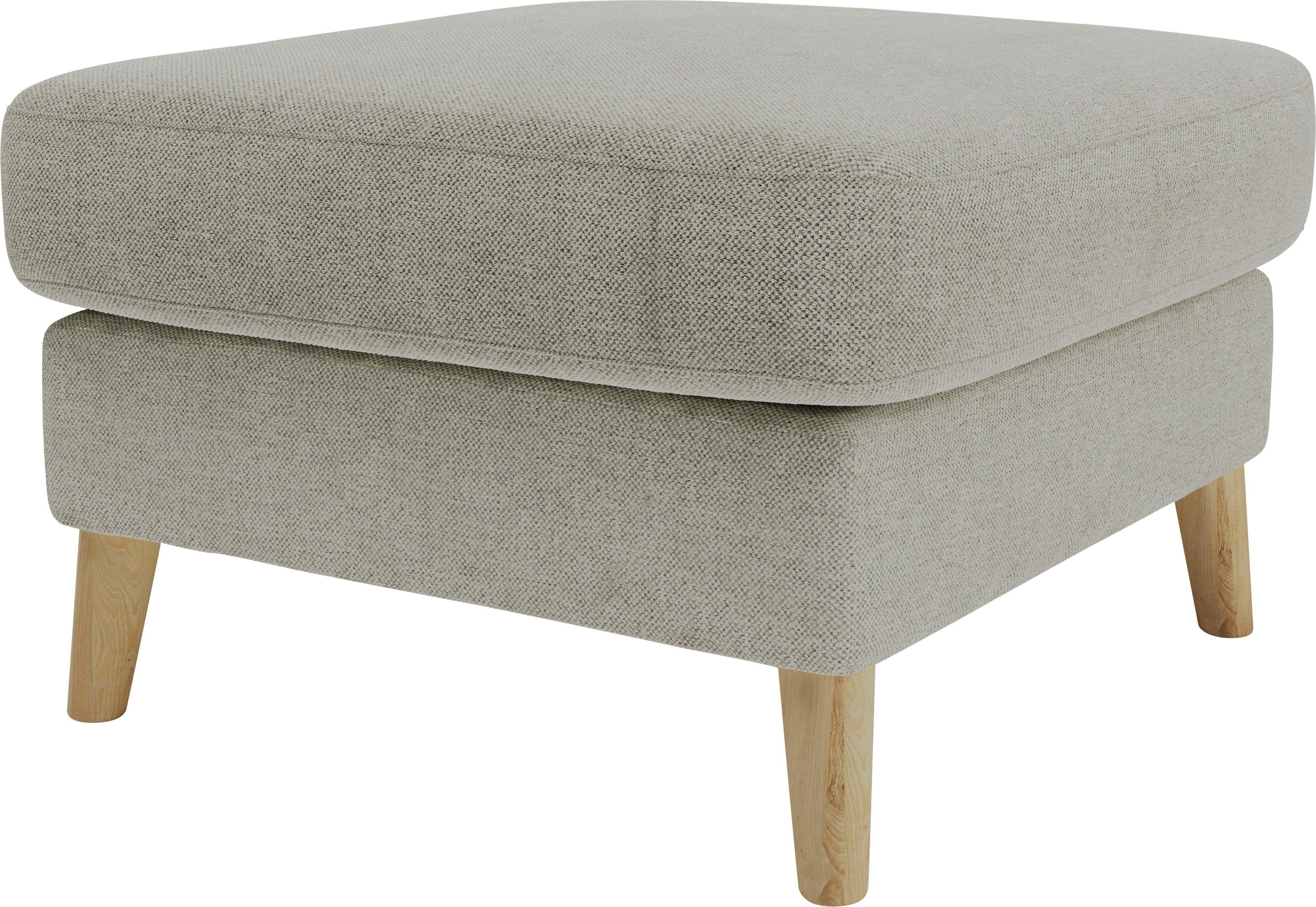 Home affaire Polsterhocker MARSEILLE, Massivholzbeine Eiche, Landhausstil, Wellenunterfederung