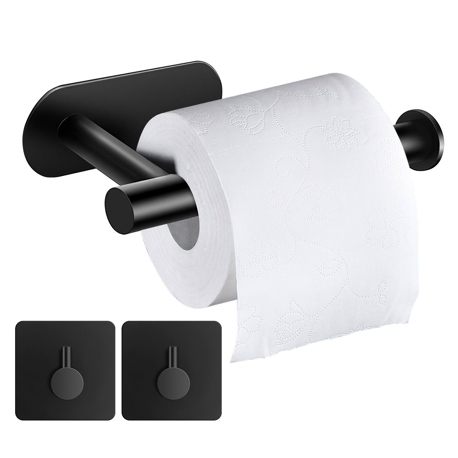 MDHAND Toilettenpapierhalter Edelstahl Toilettenpapierhalter (3-St), Mit 2 selbstklebenden Handtuchhaken | Toilettenpapierhalter