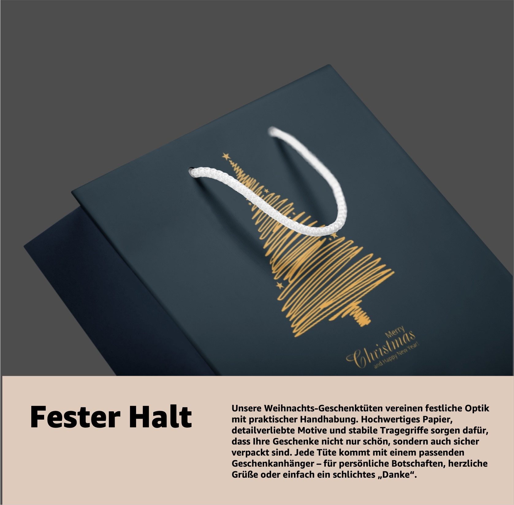 happymas Aufbewahrungsbox 12 XXL-Geschenktaschen für Weihnachten: Weihnachtstüten Geschenk (12er Set, 12 St., 12-teilig), besonders reißfest