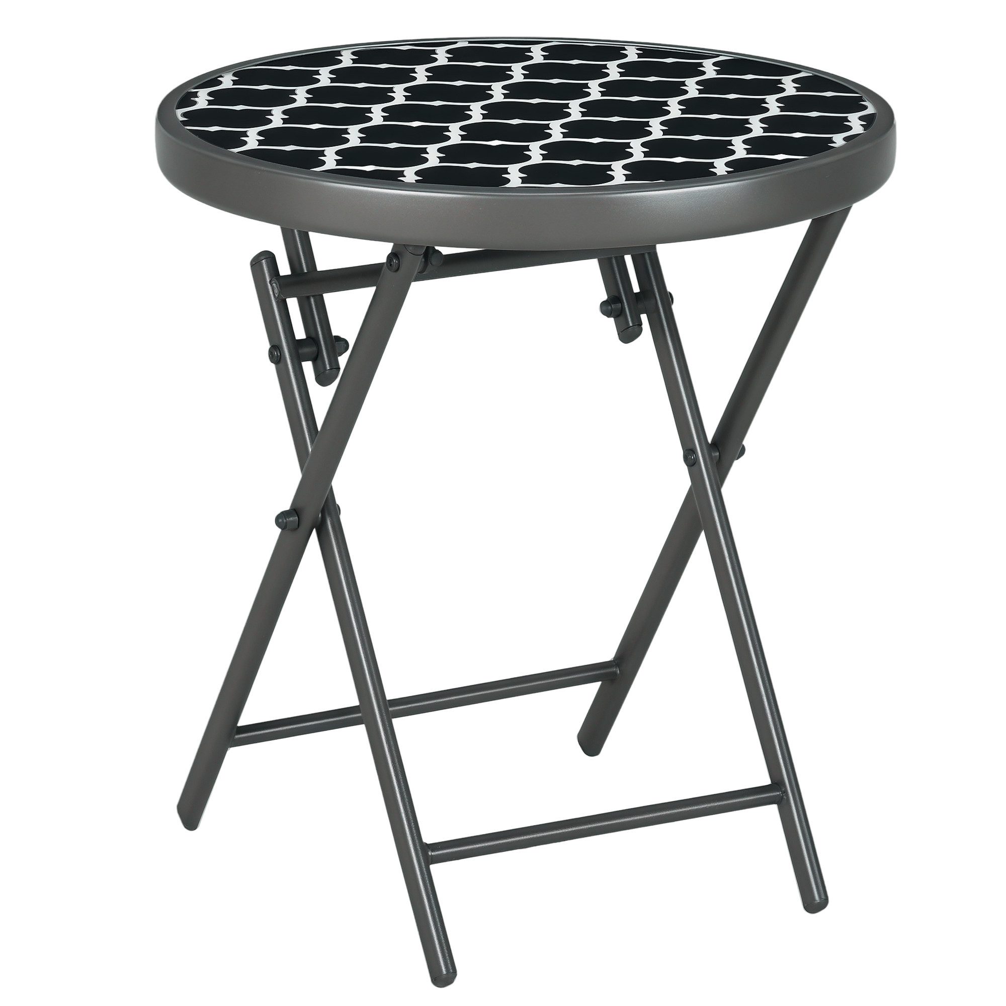 Outsunny Gartentisch Beistelltisch, klappbar, Klapptisch, Balkon Wohnzimmer Büro (für Garten Terrasse, 1-St., Campingtisch), Schwarz 45 x 45 x 50 cm