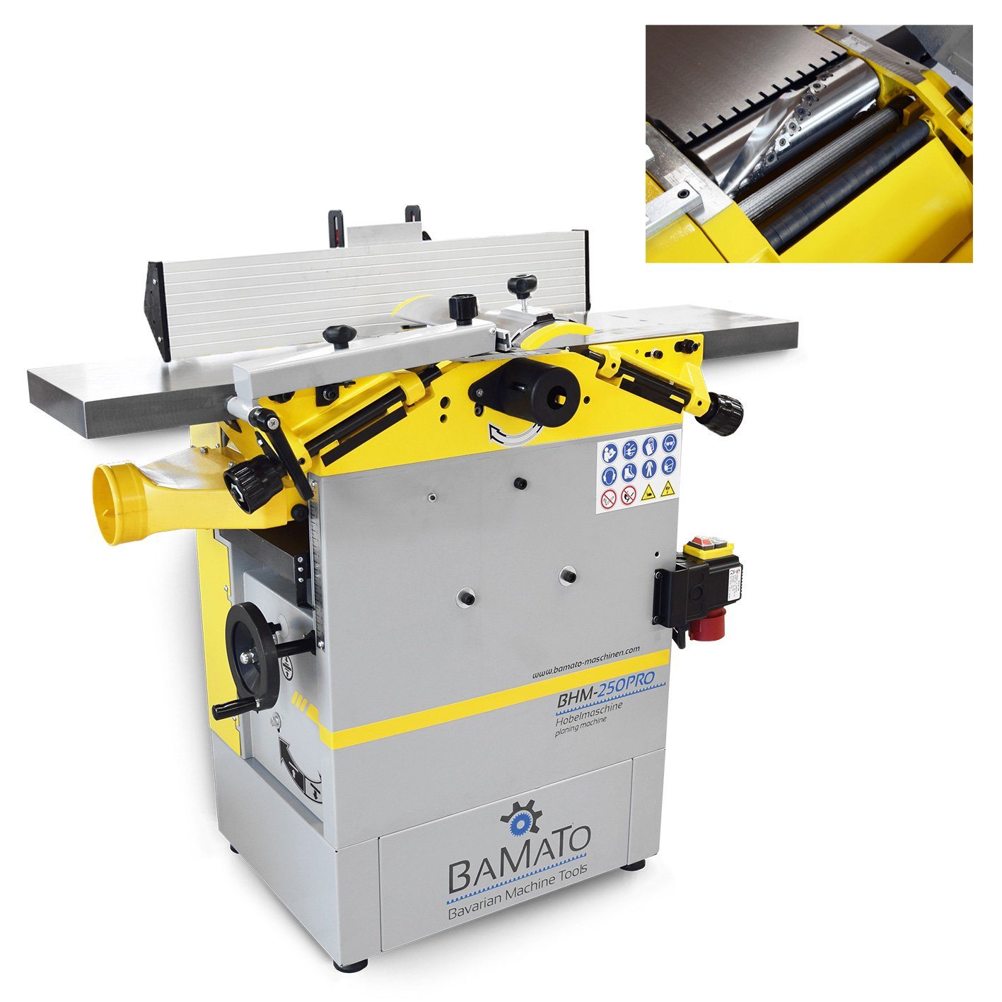 BAMATO Abricht- und Dickenhobelmaschine BHM-250PRO, 2100 in W, Ломтерезкиbreite: 250 in mm, (1-tlg), Spiralmesserwelle, Feinjustierung, Ломтерезкиmaschine, Ломтерезки