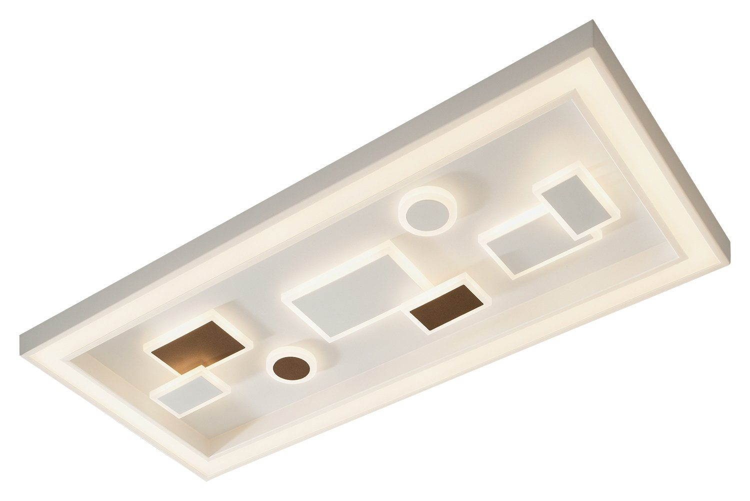 MONDO LED Deckenleuchte STEP, 1-flammig, 90 x 40 cm, Braun, Weiß,  Dimmfunktion, LED fest integriert, Warmweiß, Kunststoff, LED Deckenlampe | Panels
