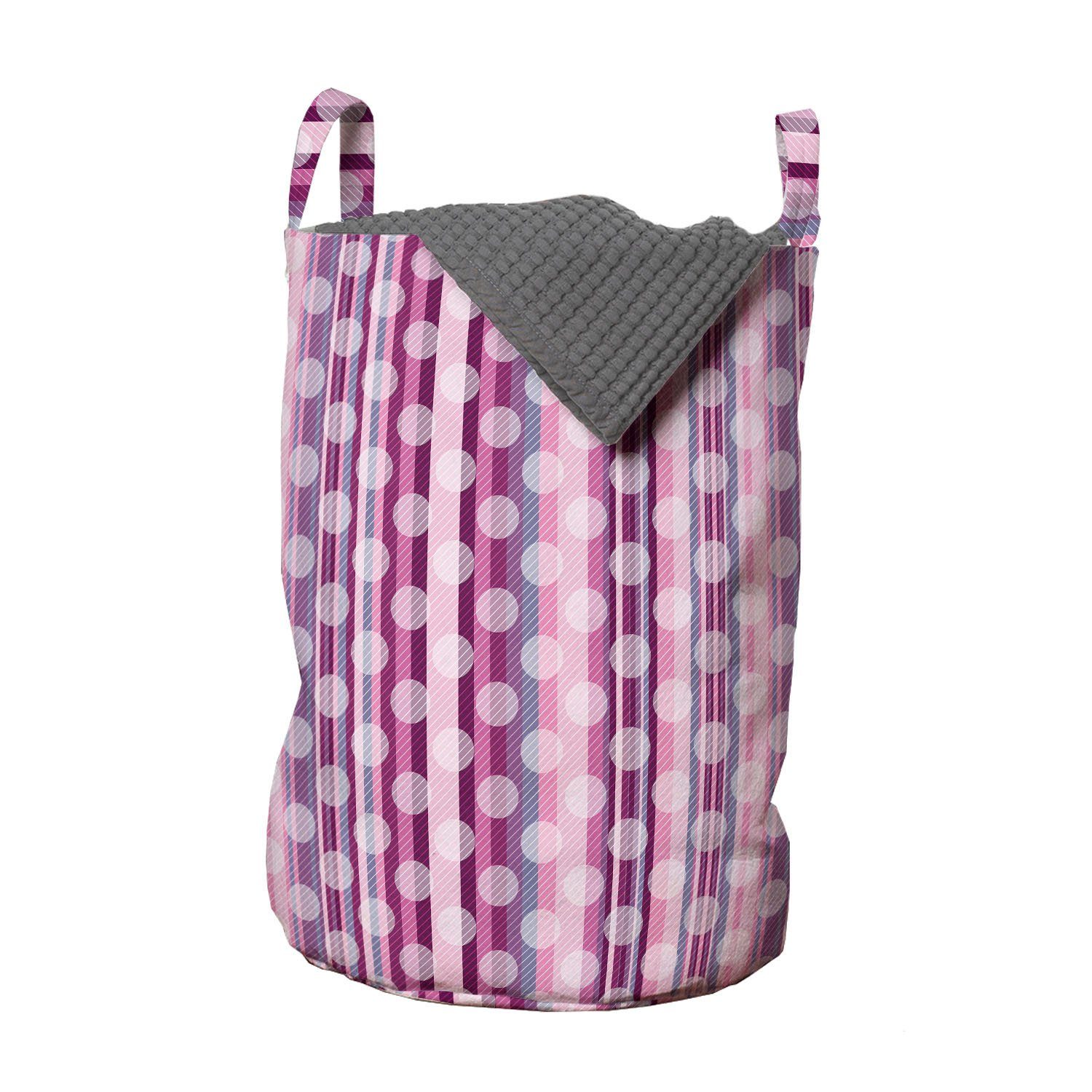 Abakuhaus Wäschesäckchen Wäschekorb mit Griffen Kordelzugverschluss für Waschsalons, Tupfen Stripes Retro Style