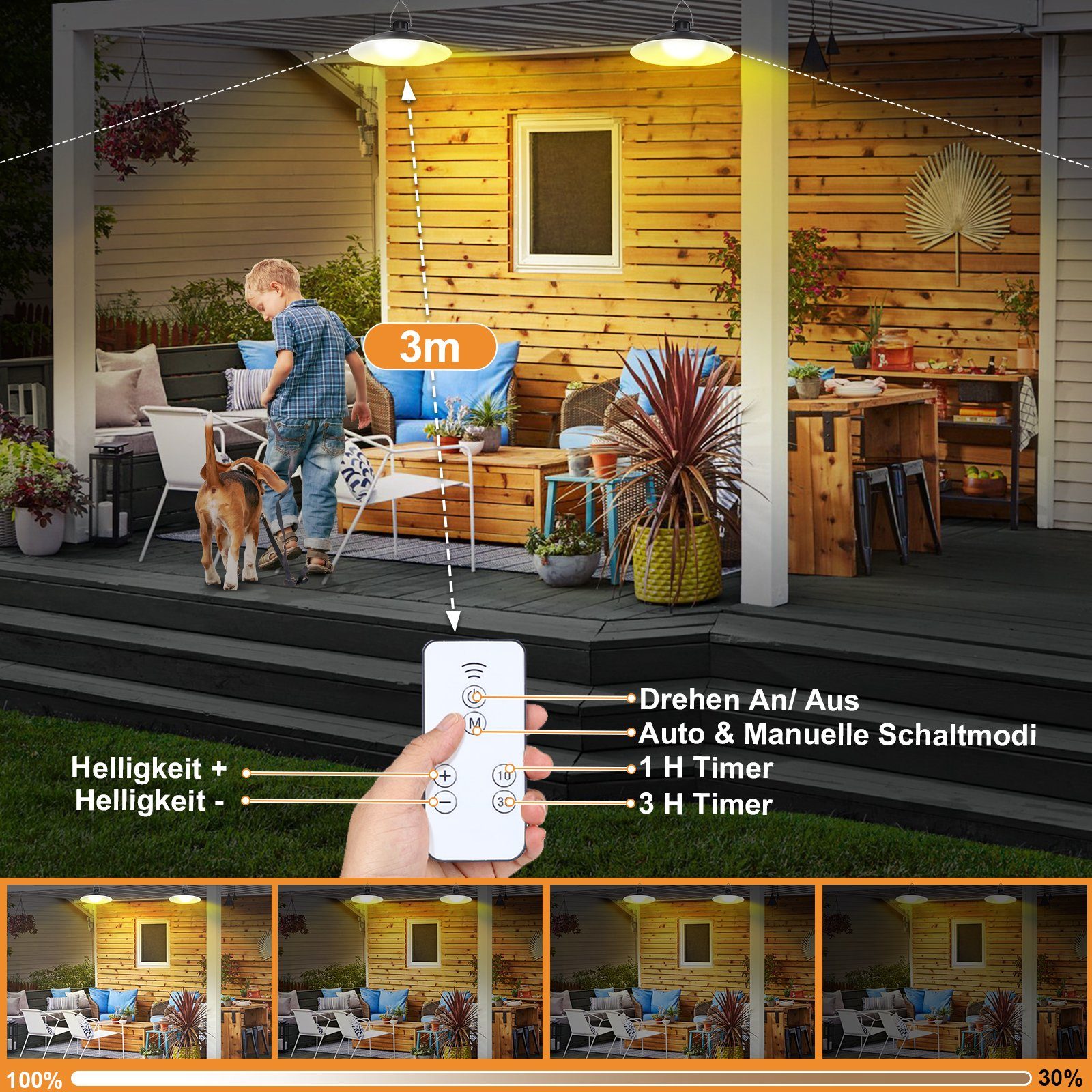 Rosnek Außen-Deckenleuchte Outdoor Solar Pendant Lights günstig online kaufen