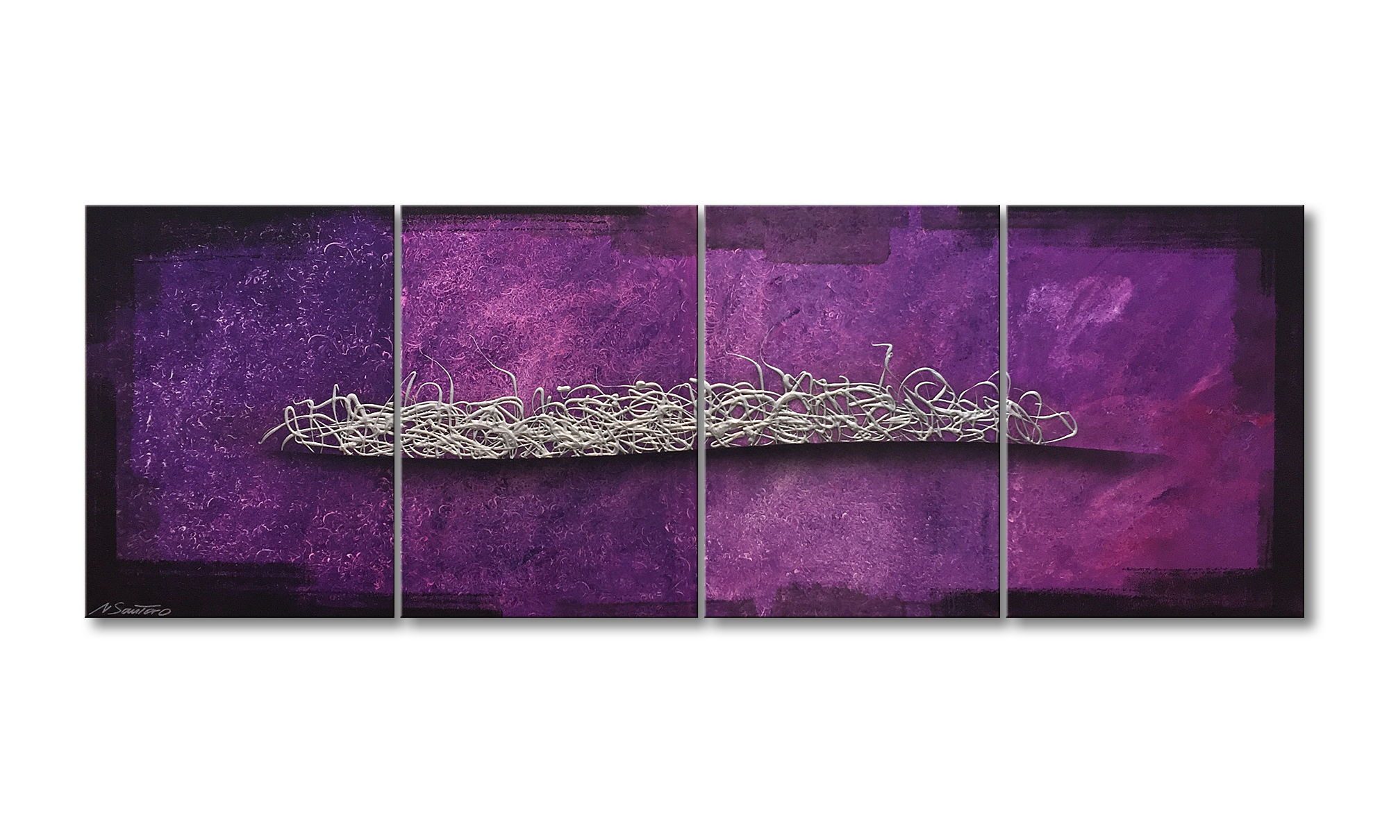 WandbilderXXL Gemälde Lost Galaxy 200 x 70 cm, Abstraktes Gemälde, handgemaltes Unikat