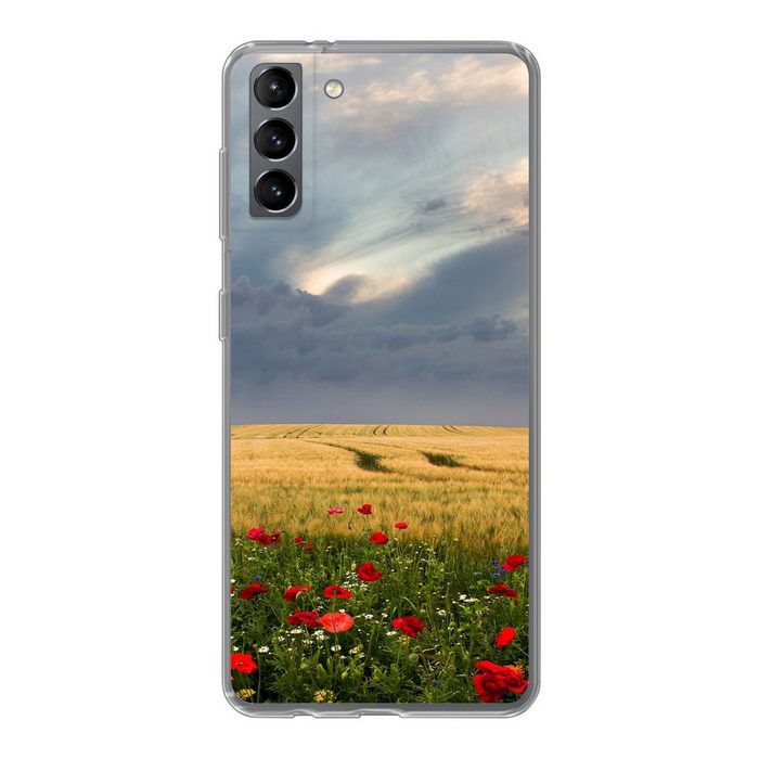 MuchoWow Handyhülle Blumen - Weizen - Wolken Phone Case Handyhülle Samsung Galaxy S21 Plus Silikon Schutzhülle