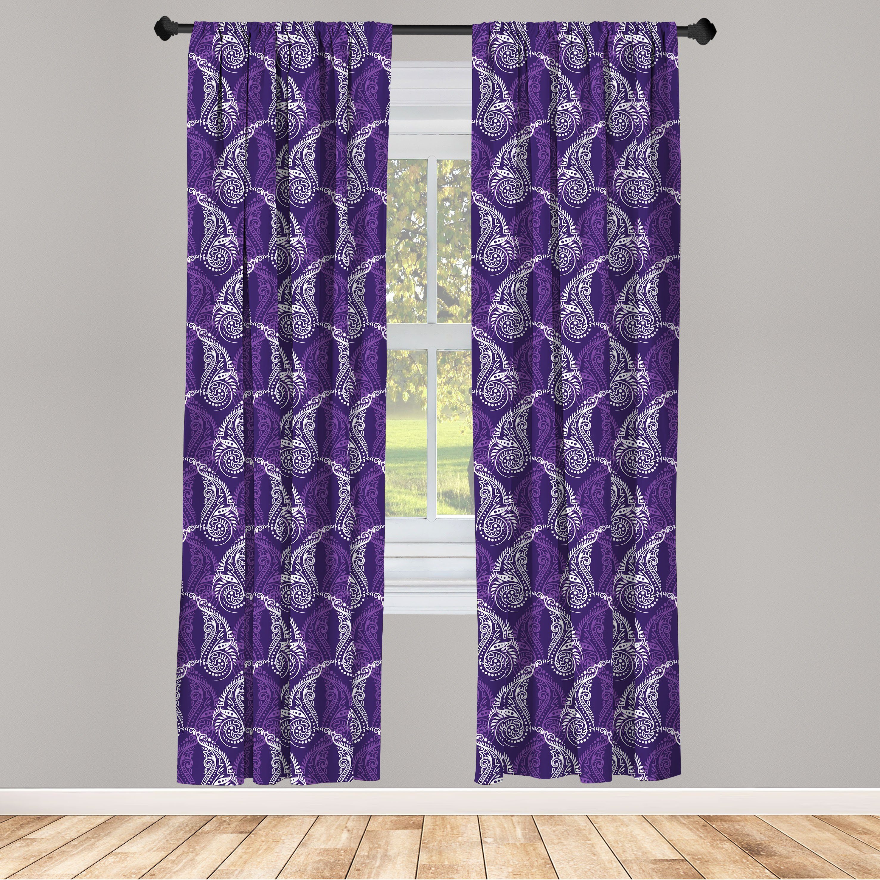 Gardine Vorhang für Wohnzimmer Schlafzimmer Dekor, Abakuhaus, Microfaser, Ethnisch Detaillierte Paisley Motive
