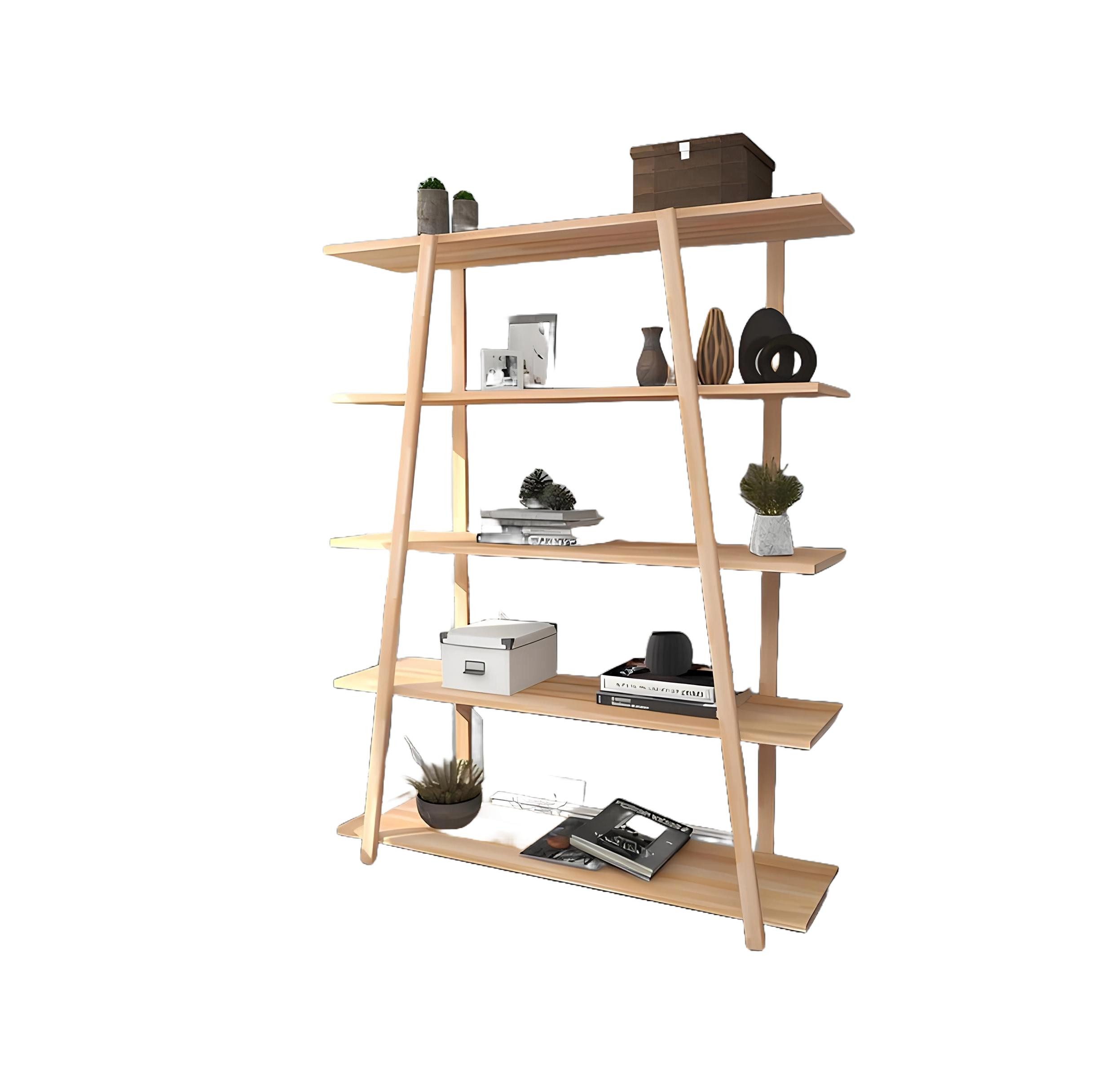 Xlmoebel Standregal Beiges Bücherregal aus robustem Holz mit edler Optik, Hergestellt in Europa