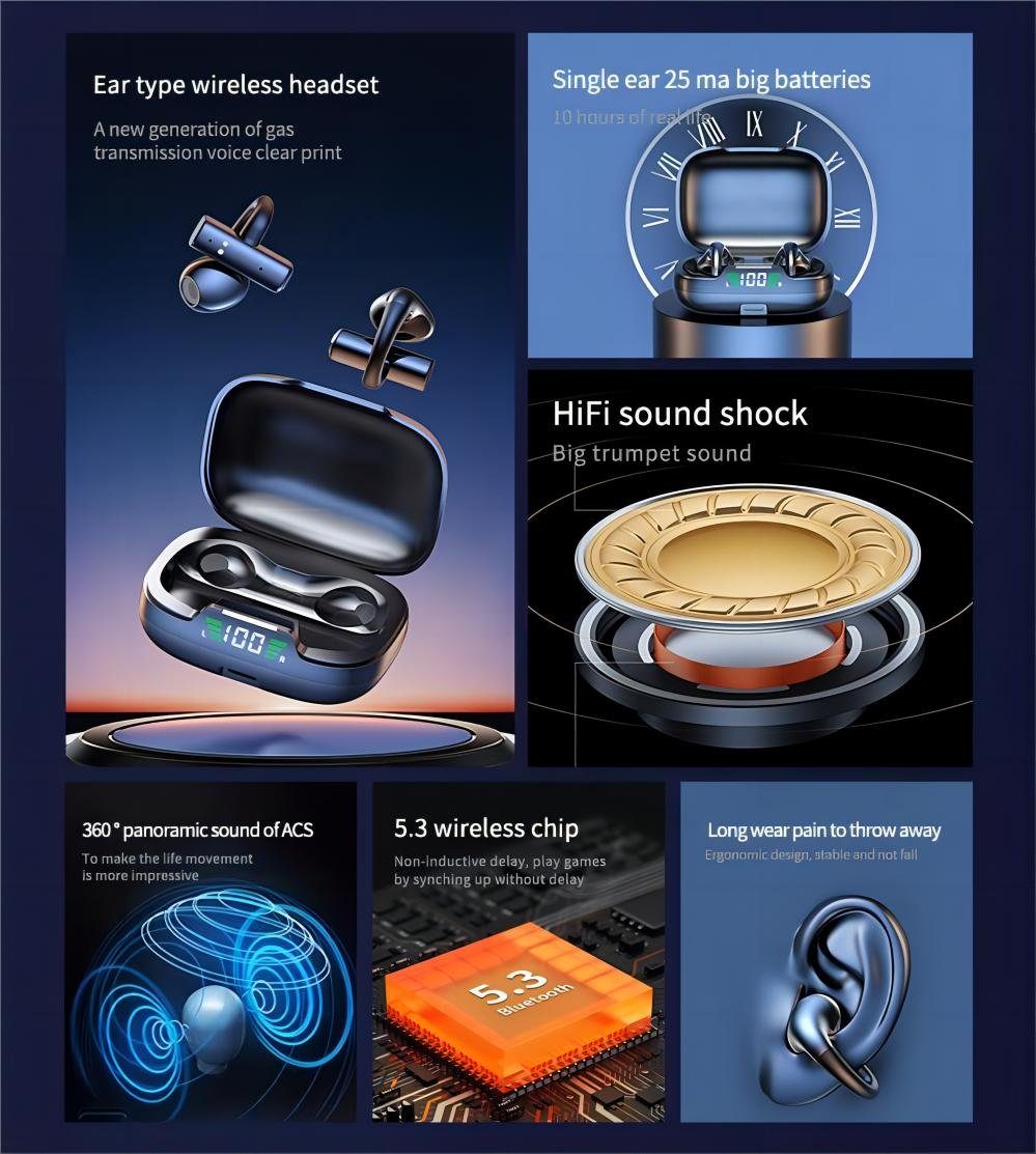 Lebensdauer, Lange Ear schnelle GmbH Bluetooth-Kopfhörer DTC Kabellos Aufladung, (hat LED-Anzeigen) Bluetooth, mit Bluetooth In Kopfhörer Bluetooth-Kopfhörer nicht, 5.3