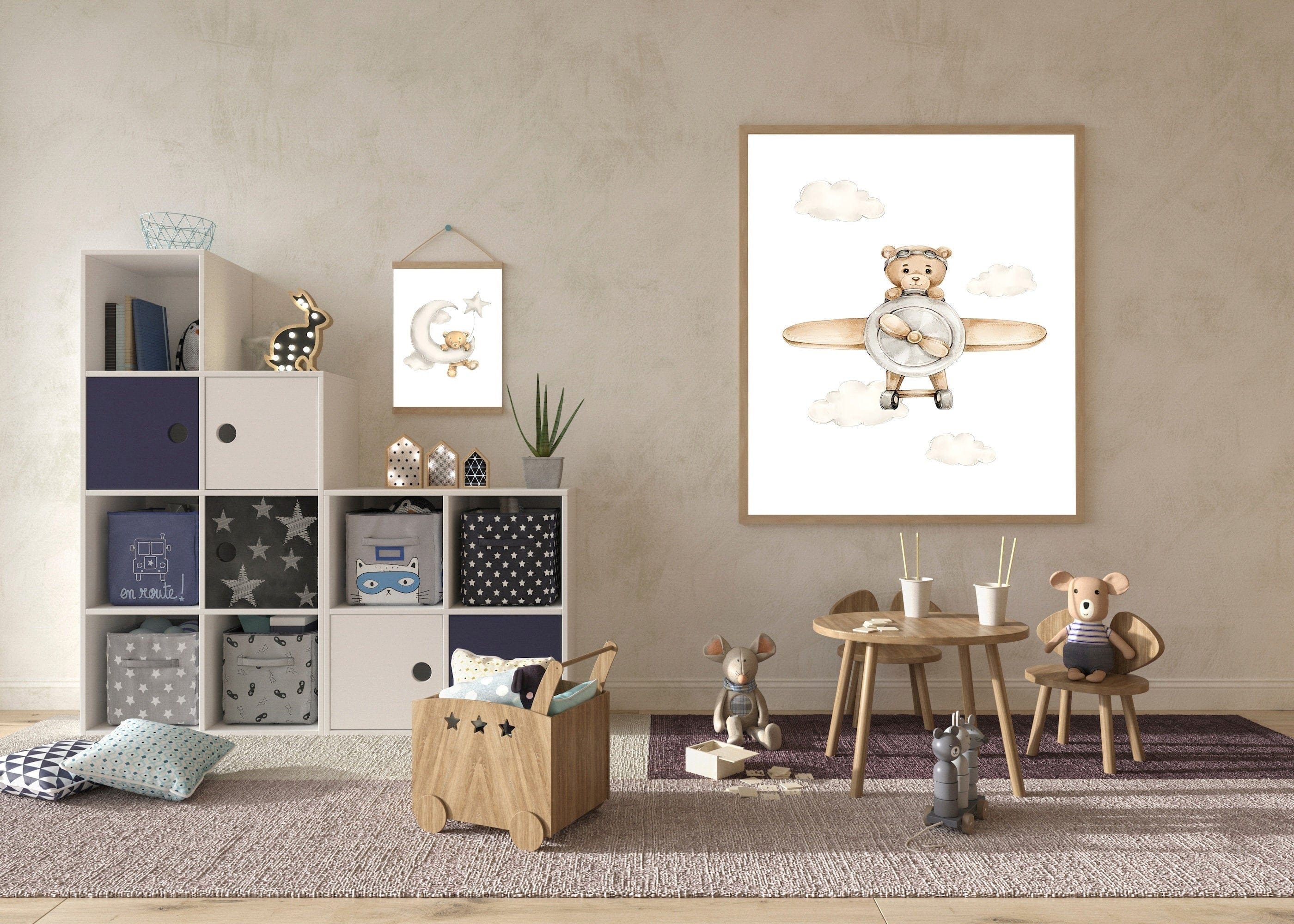 JUSTGOODMOOD Poster Kinderzimmer Bilder Geschenkidee für Kinder Teddy Bären Flugzeug Pilot, A (1 St) – Bild 5 von 5