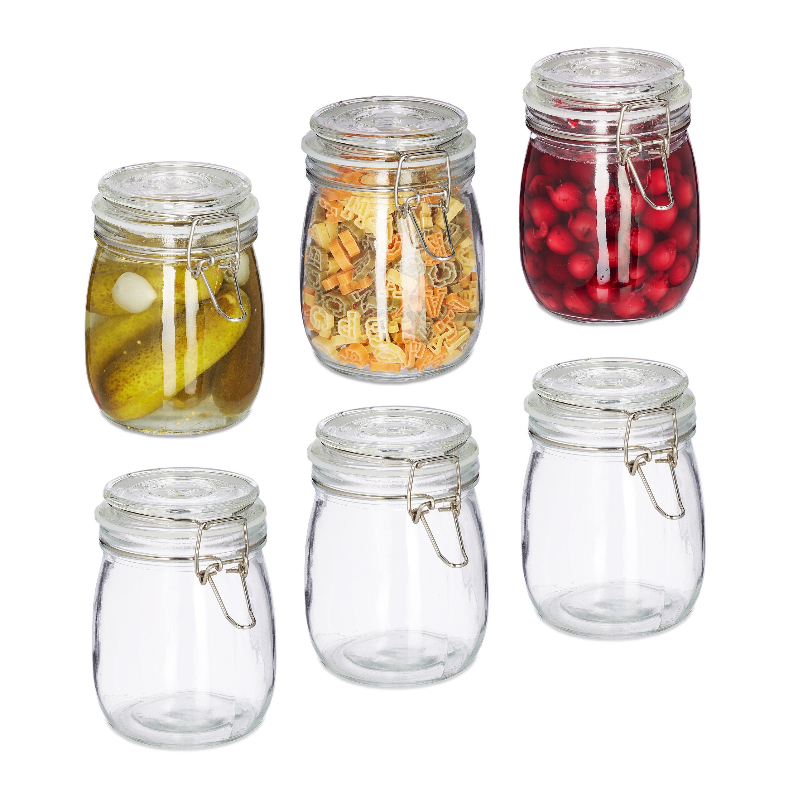 relaxdays Einmachglas 750 ml Einmachgläser im 6er Set, Glas | Einmachgläser