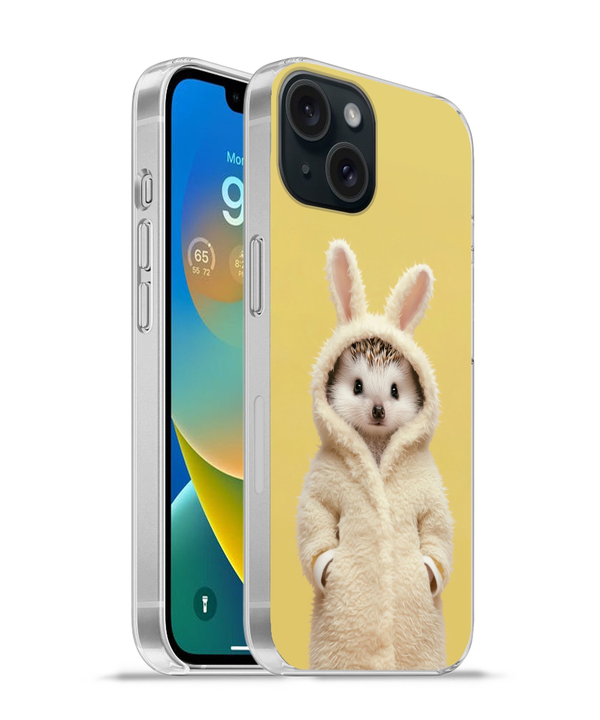 MuchoWow Handyhülle für Apple iPhone 15 Igel - Osterhase - Kostüm, Smartphone-Bumper, Print, Handy Schutzhülle Dünn