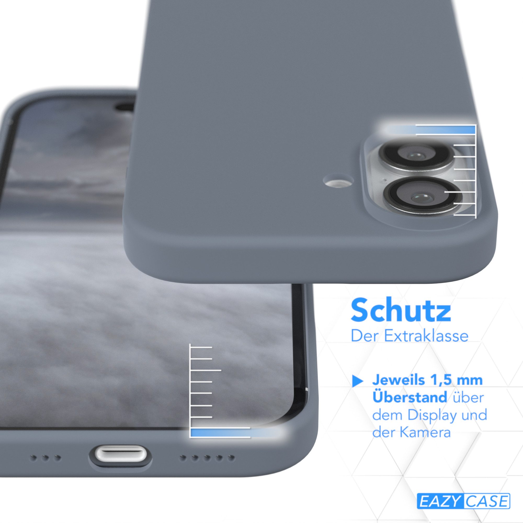 EAZY CASE Handyhülle Premium Silikon Case für Apple iPhone 16 6,1 Zoll, Silikonhülle Slimcover mit Displayschutz Etui Violett / Lila Lavendel