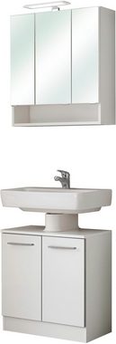Saphir Badmöbel-Set Quickset 953 2-teilig, Waschbeckenunterschrank und LED-Spiegelschrank, (Set), in Weiß Glanz, Badmöbel inkl. Türdämpfer, ohne Waschbecken, 5 Türen