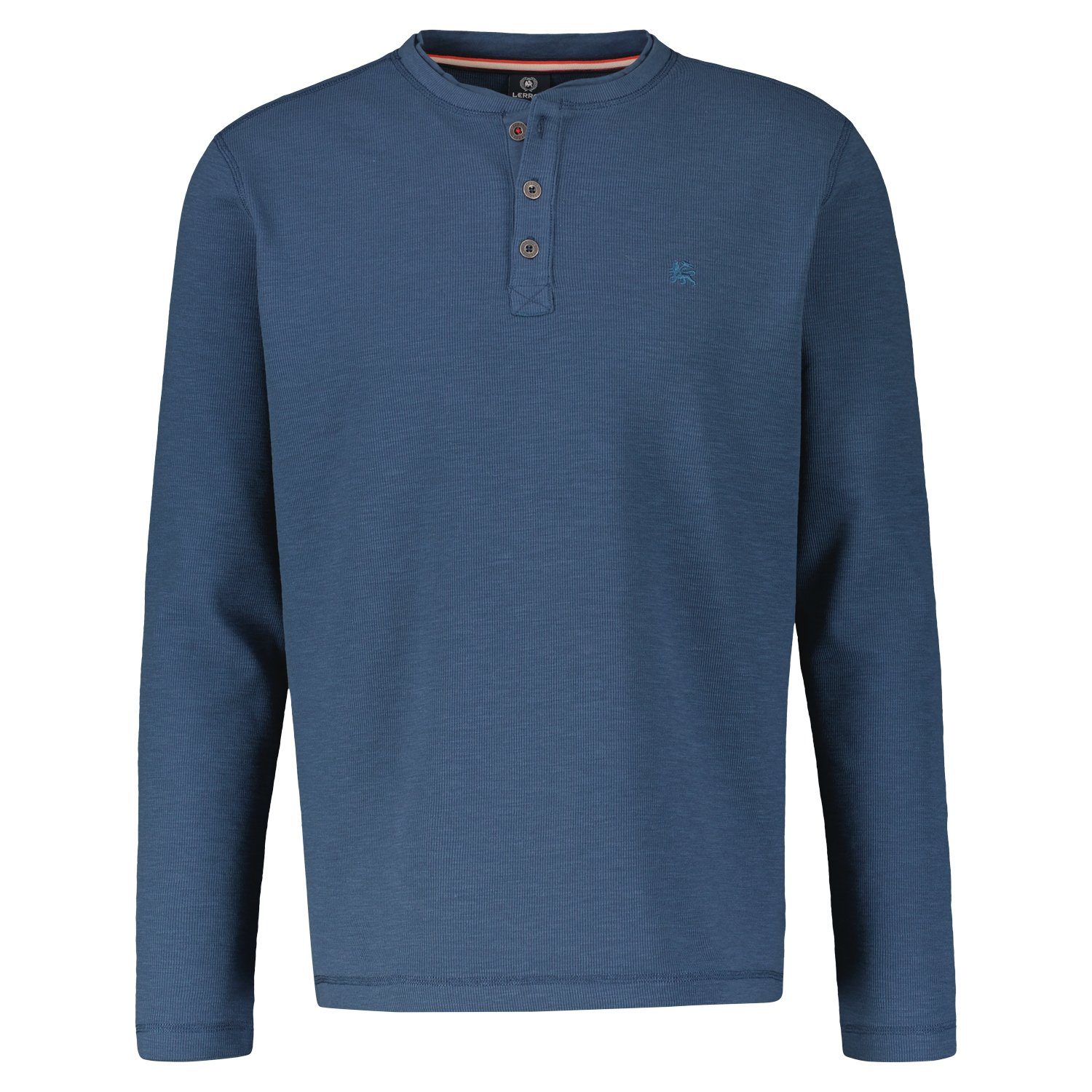 blue SERAFINO mit Knopfleiste LERROS Serafinokragen Langarmshirt storm