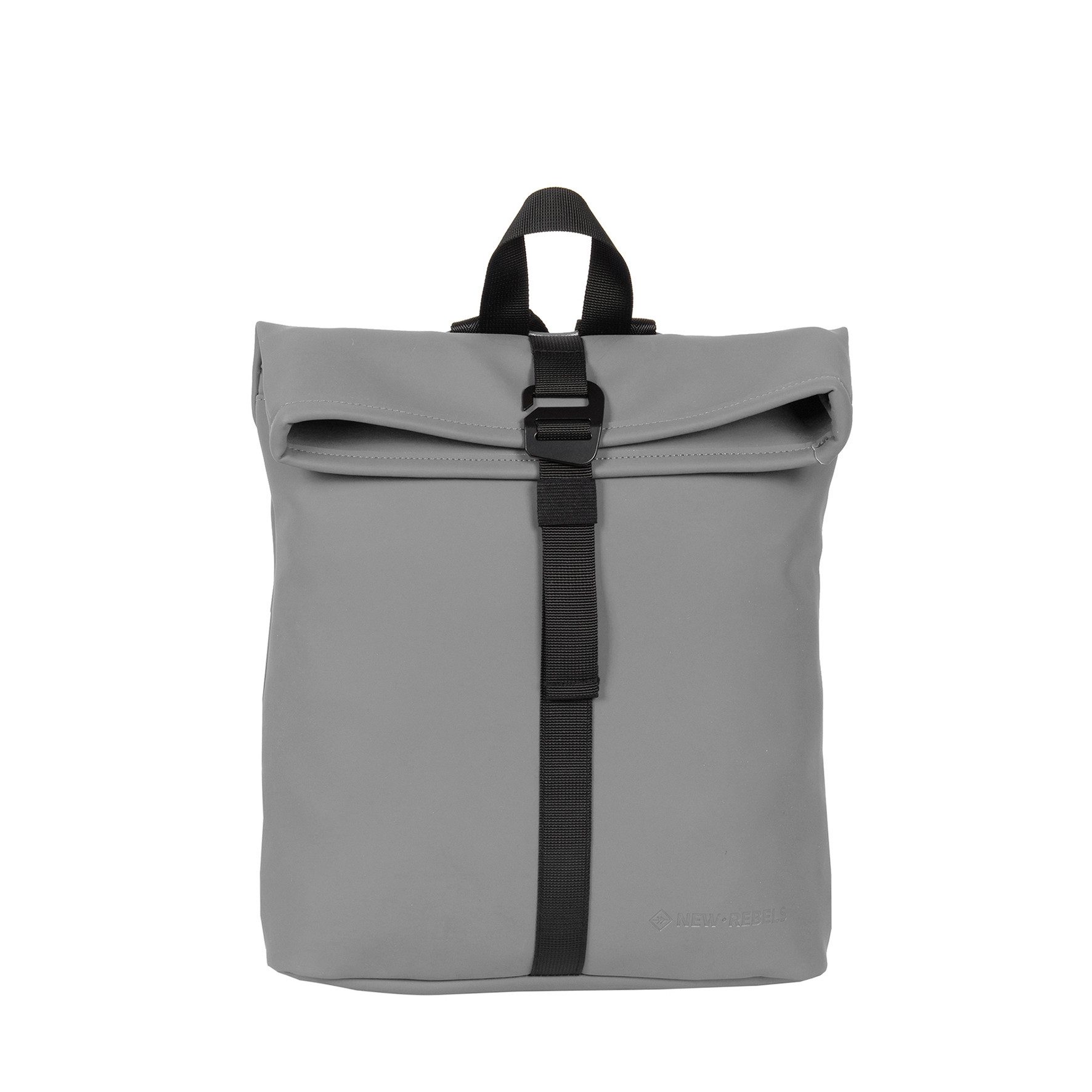 NEW REBELS Cityrucksack kleiner Roll Up RollTop Kurier Rucksack Mart Los Angeles, wasserabweisendes Planenmaterial, anthrazit
