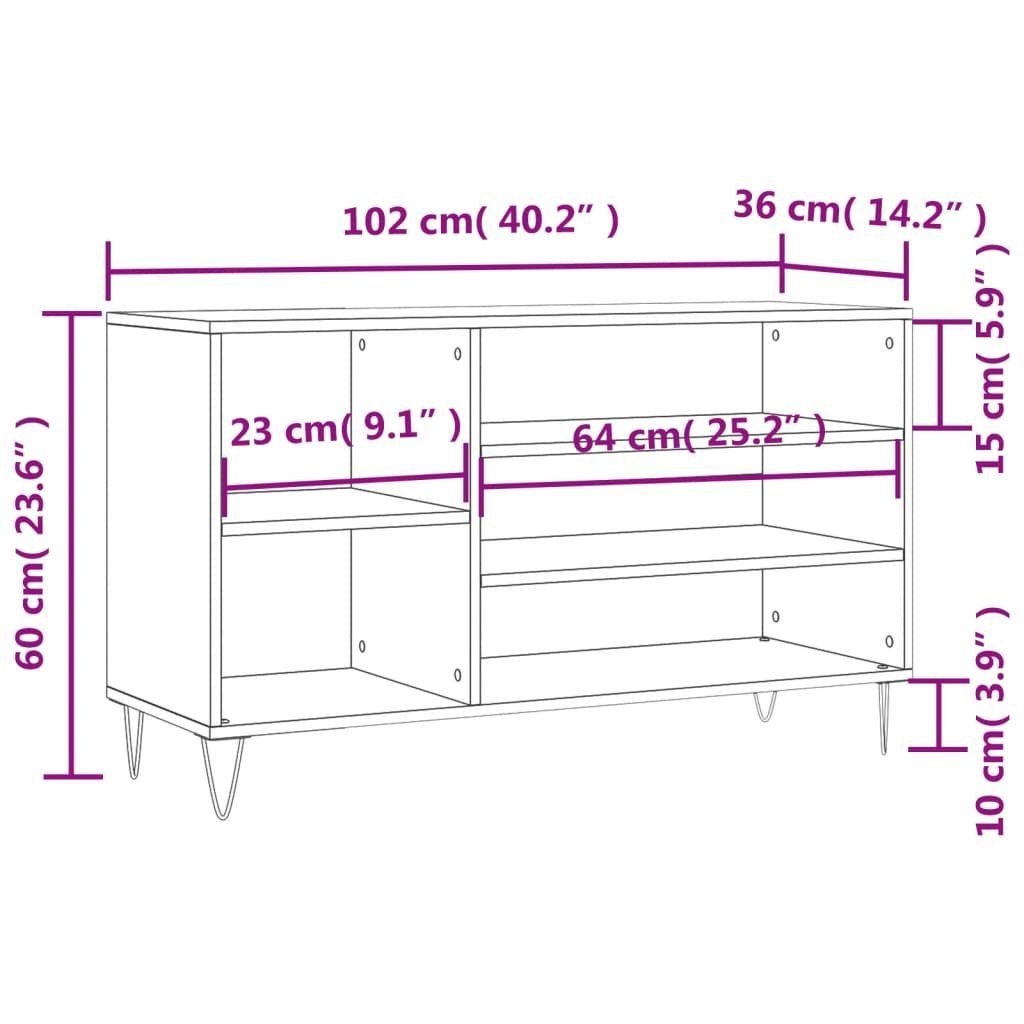 102x36x60 Hochglanz-Weiß Holzwerkstoff, Schuhregal 1-tlg. cm Schuhregal vidaXL