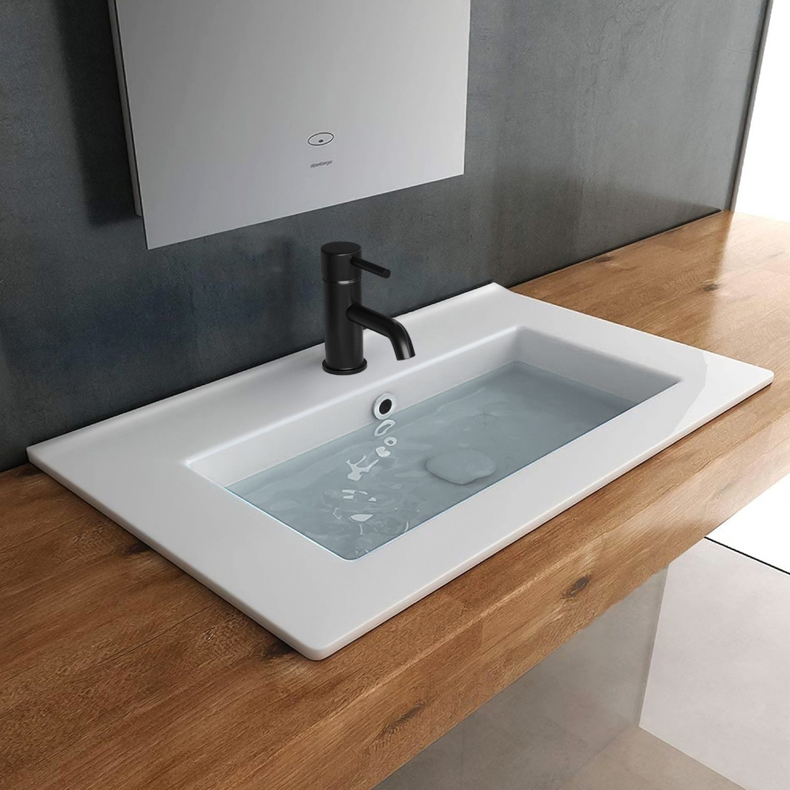Alpenberger Einbauwaschbecken Waschbecken Eckig - Handwaschbecken mit Nano günstig online kaufen