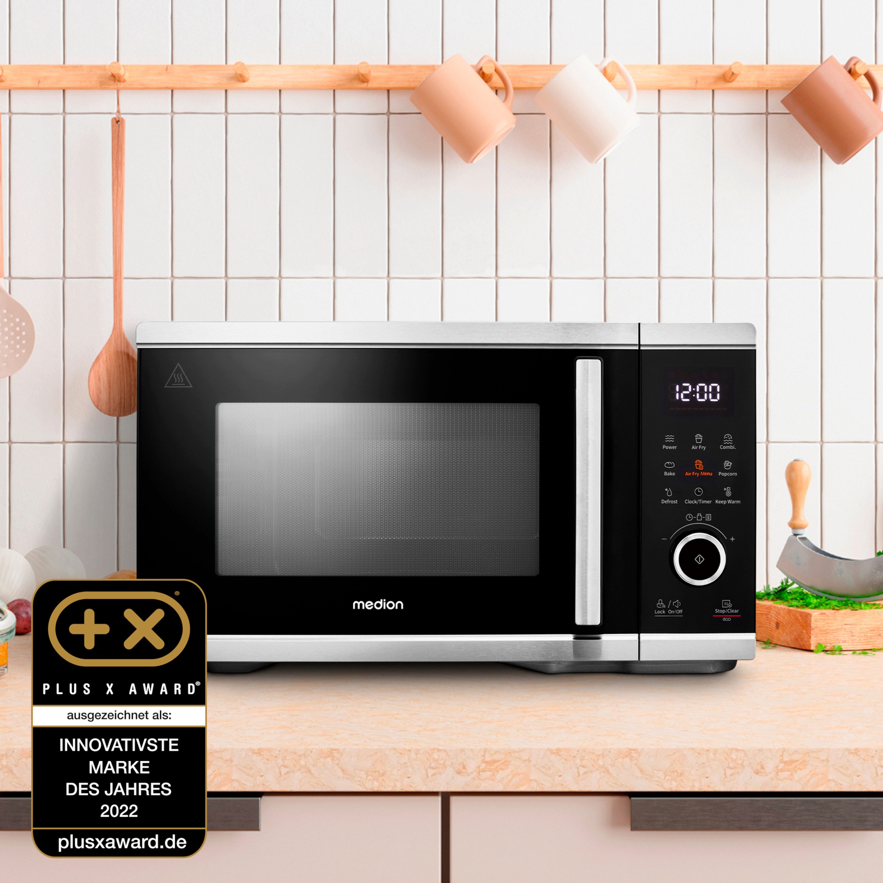 Medion® Heißluftfritteuse MD11499, 900 W, 9 Automatikprogramme, Auftaufunktion, LED Display