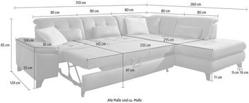 Die PlanBar Ecksofa MP-IN18012 L-Form, in Lederoptik, wahlweise mit Kopfteilverstellung und Bettfunktion