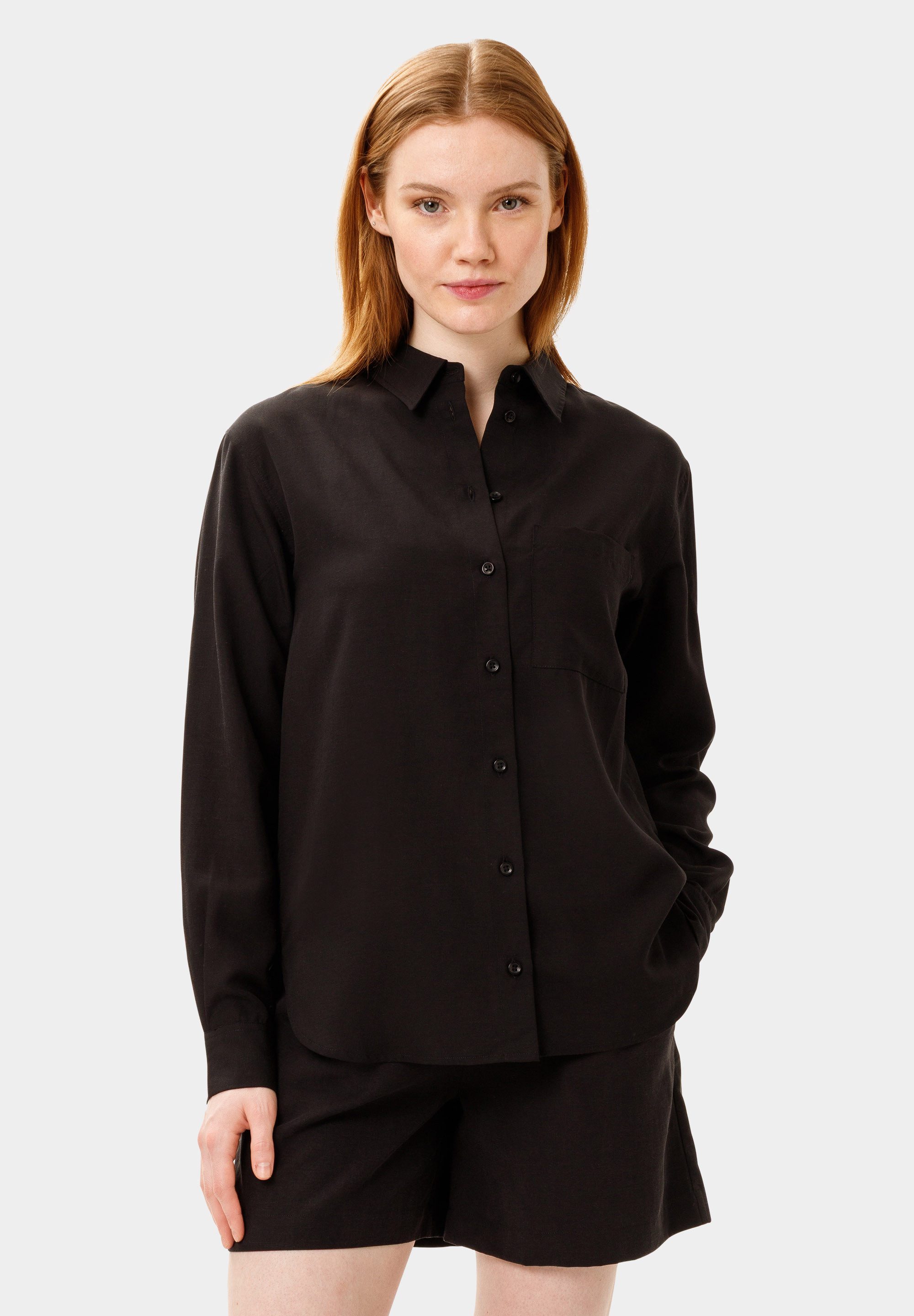 Les Lunes Langarmbluse HATTIE Shirt Loose Fit Linen Oversize, Hemd, Lyocell-Leinen, edler Glanz, komfortabel.