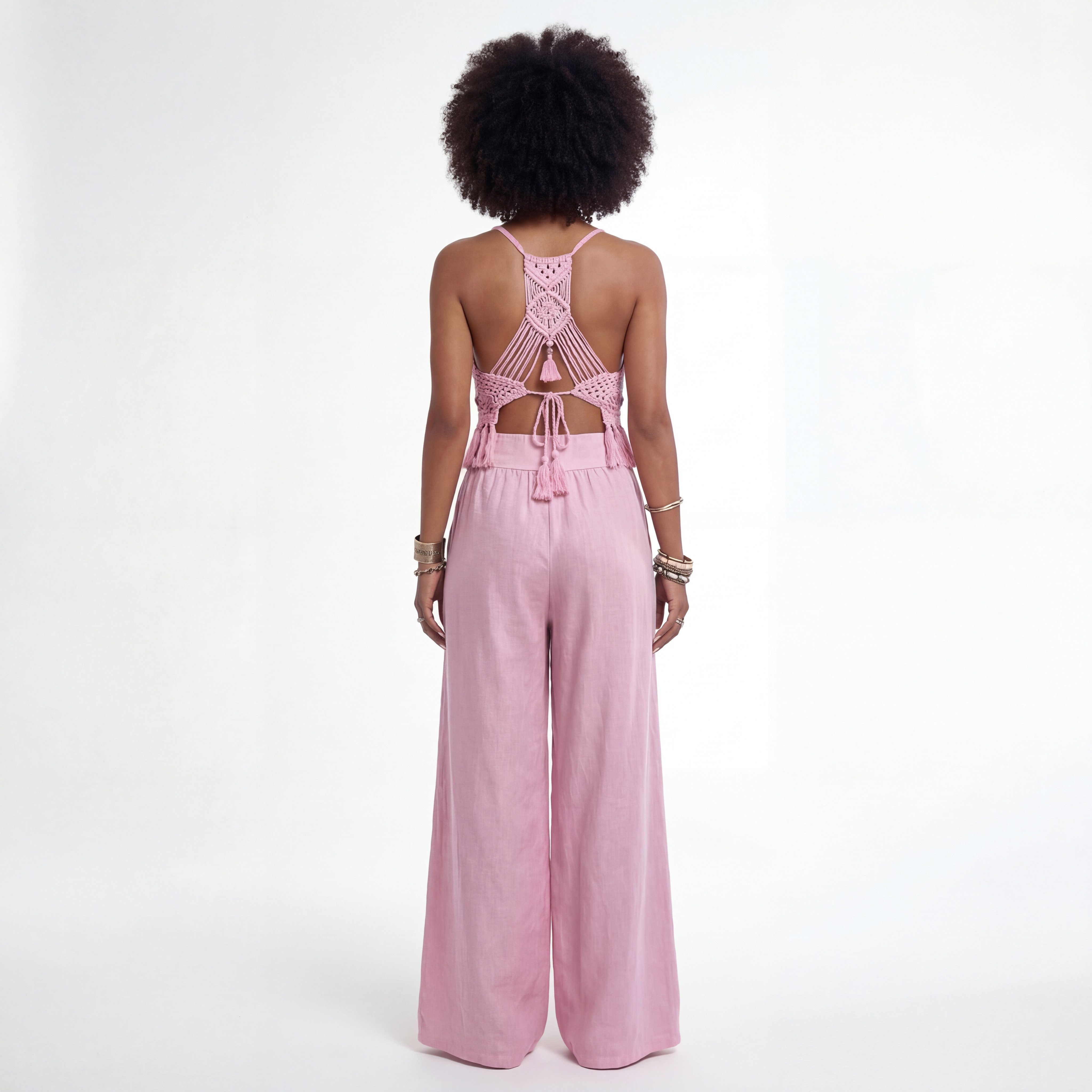 YC Fashion & Style Leinenhose Palazzo Hose weit – Sommerhose mit elastischem Bund und Taschen in Unifarbe