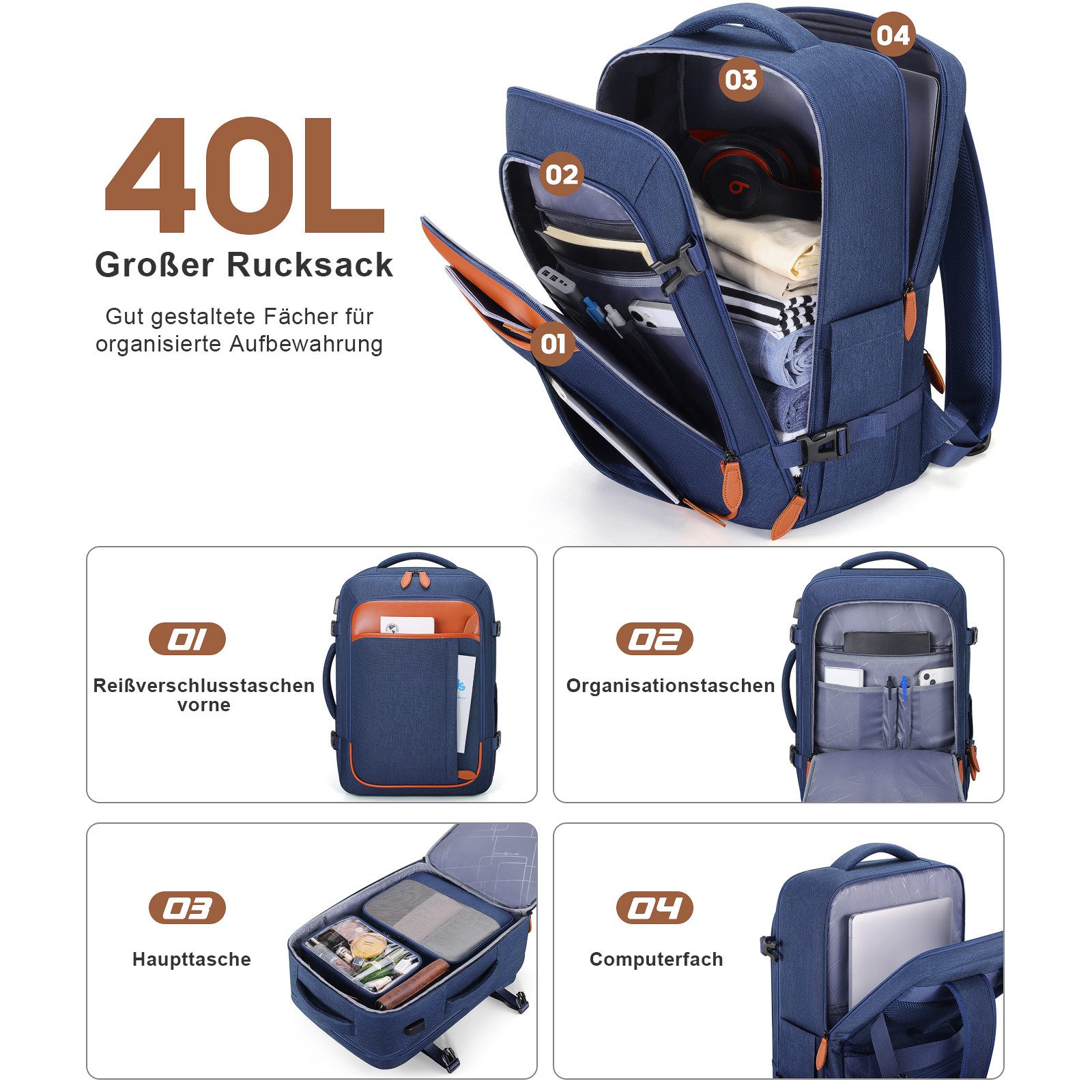 OKWISH Reiserucksack Laptoprucksack Freizeitrucksack Handgepäcktasche (mit günstig online kaufen