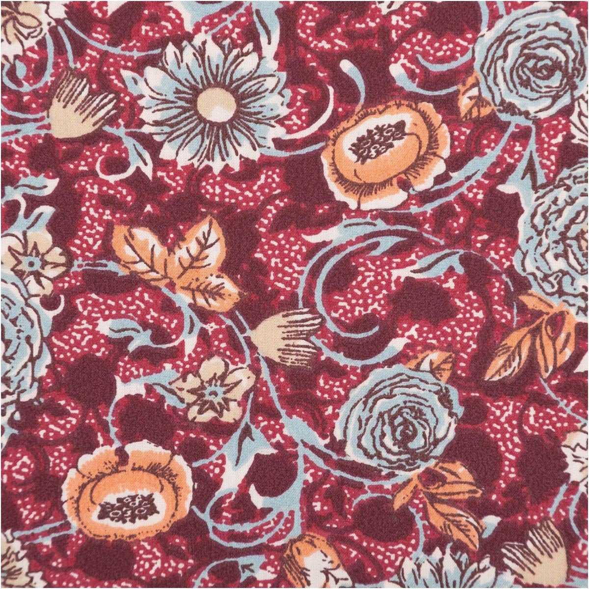 SCHÖNER LEBEN. Stoff Baumwollstoff Meterware Popeline Sveta Blumen bordeauxrot 145cm, allergikergeeignet