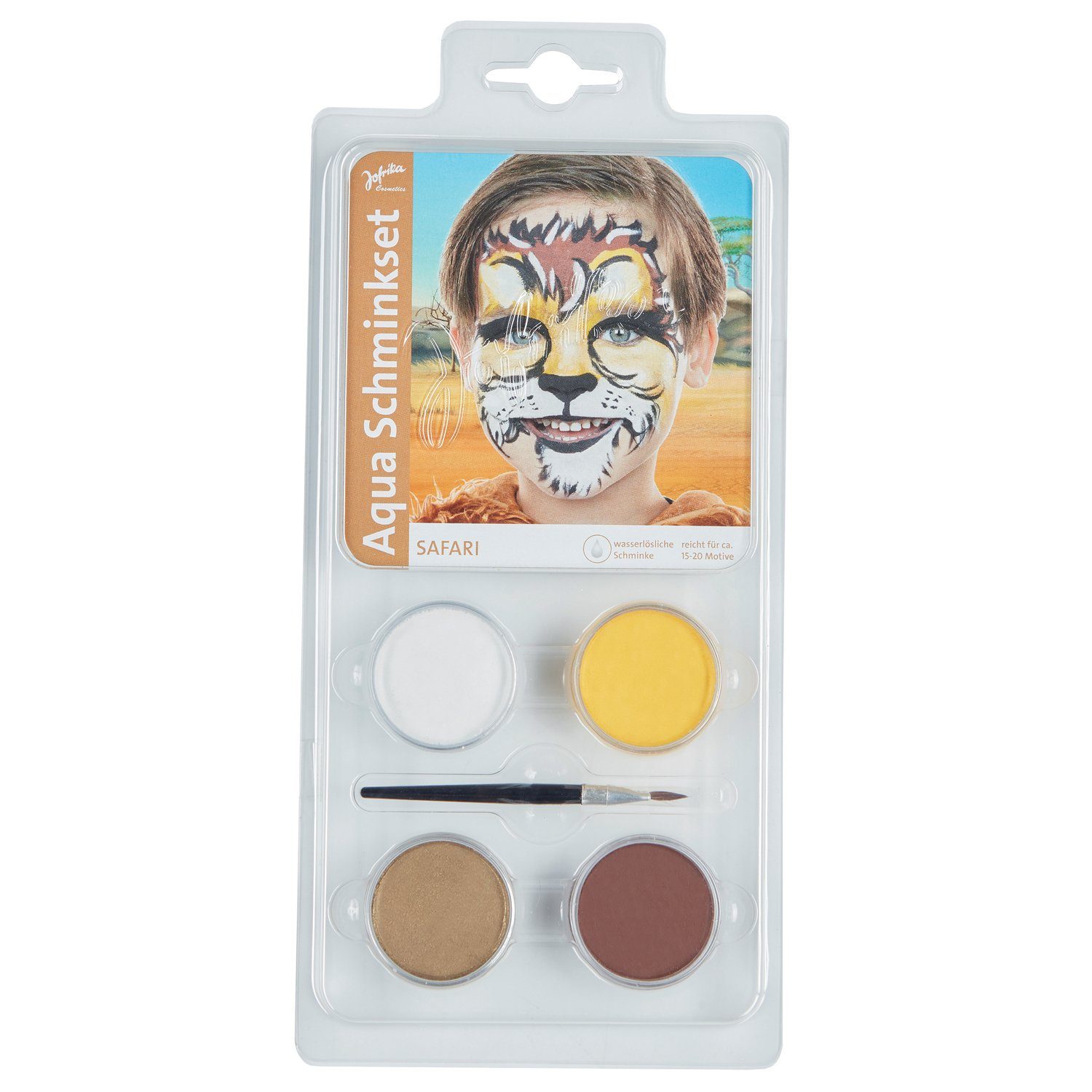 jofrika Schmink-Set Aqua Schminkset Safari, wasserlösliche Schminke inkl. Pinsel reicht f