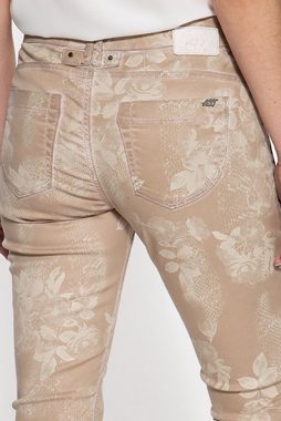 ATT Jeans Stretch-Jeans Zoe mit Oilwash-Effekt und floralem Muster