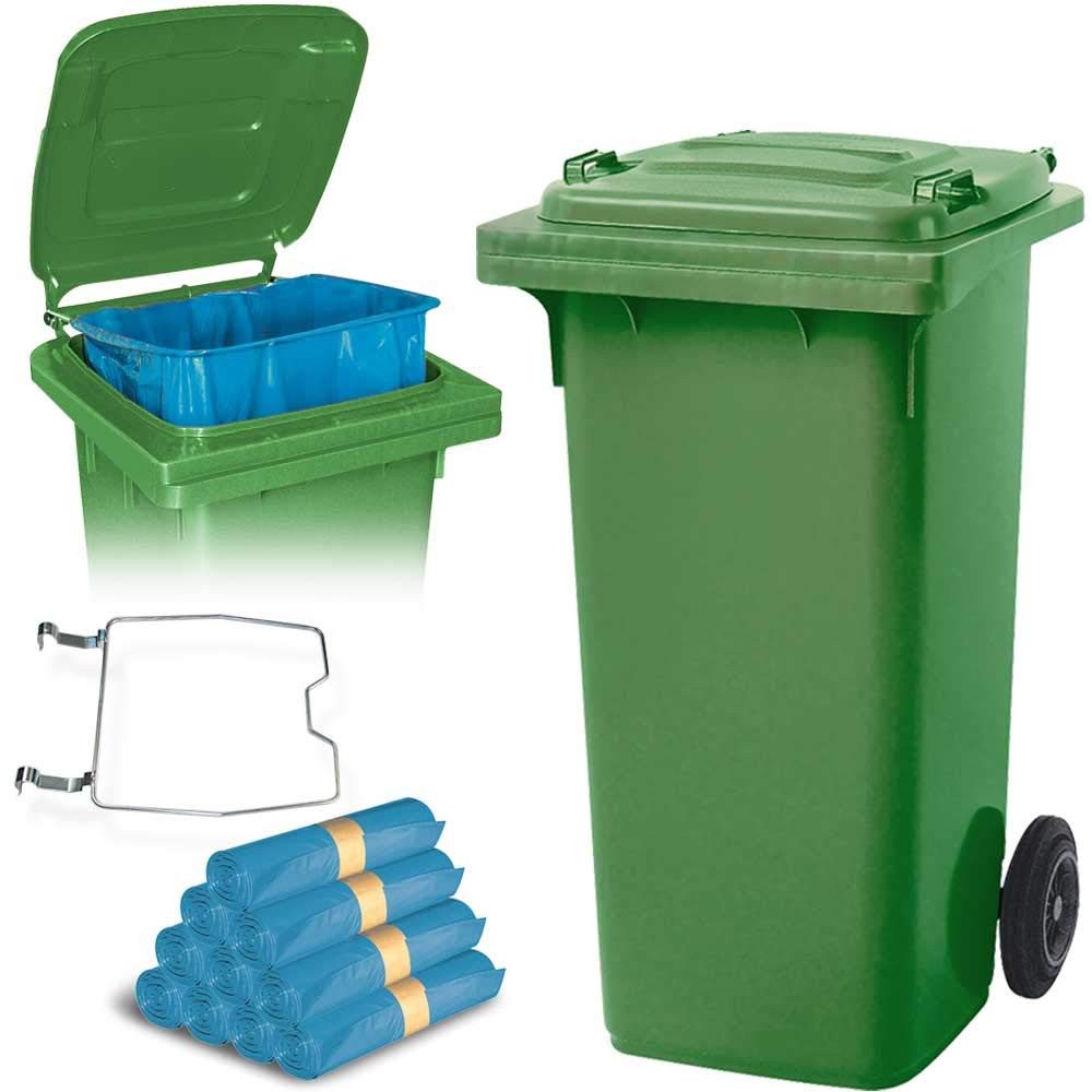 Mülleimer BRB 120 Liter Mülltonne mit Halter für Müllsäcke + Müllsäcke
